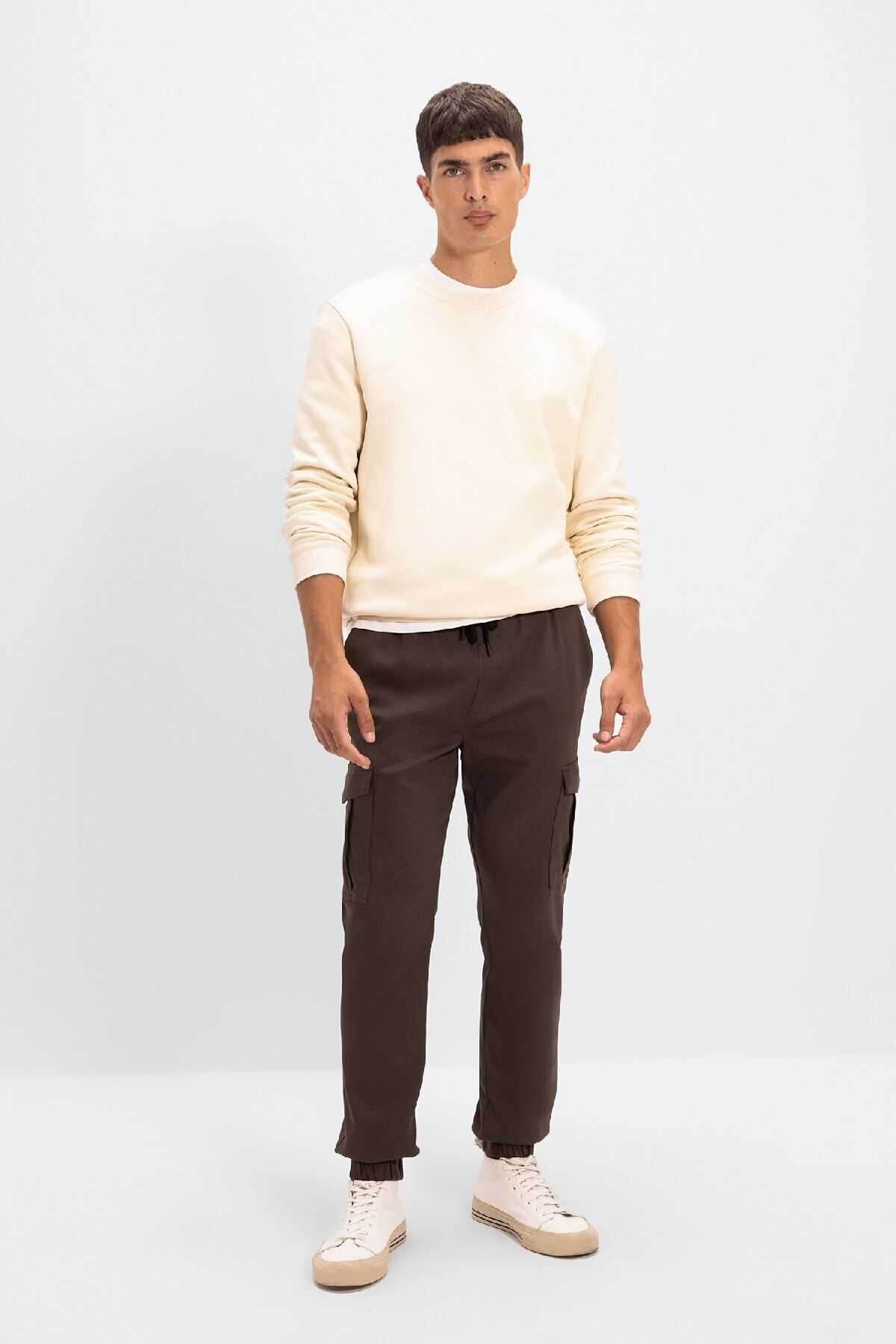 شلوار جیبی باری مردانه توری کمردار الاستیک ساق دونده D1044ax24au