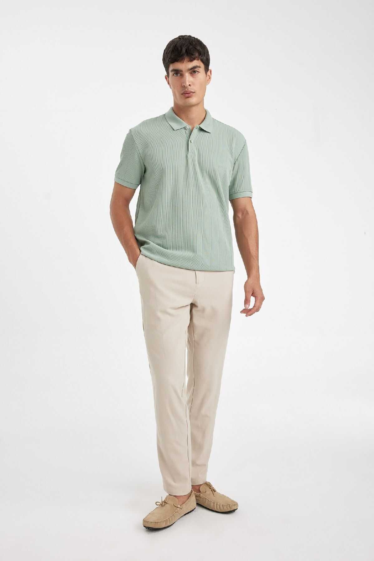 تیشرت یقه دار آستین کوتاه معمولی جدید