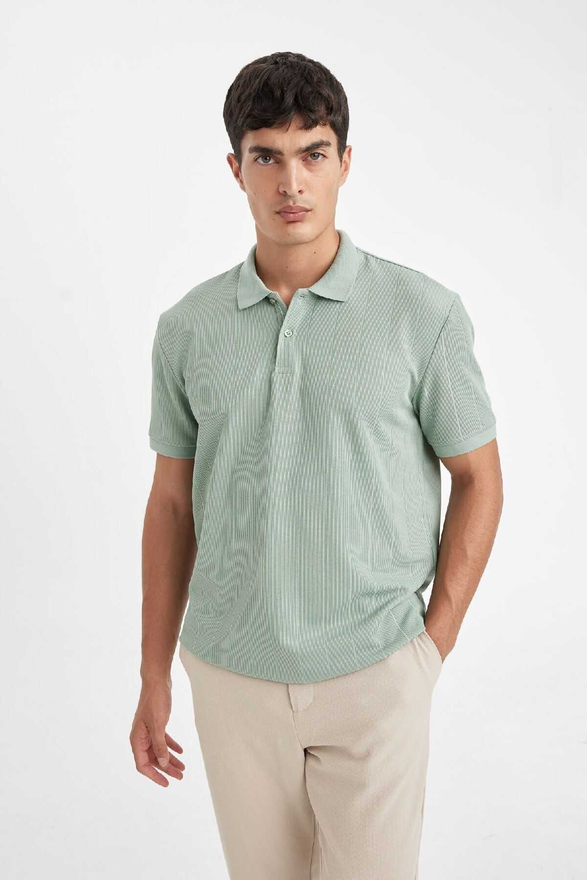 تیشرت یقه دار آستین کوتاه معمولی جدید