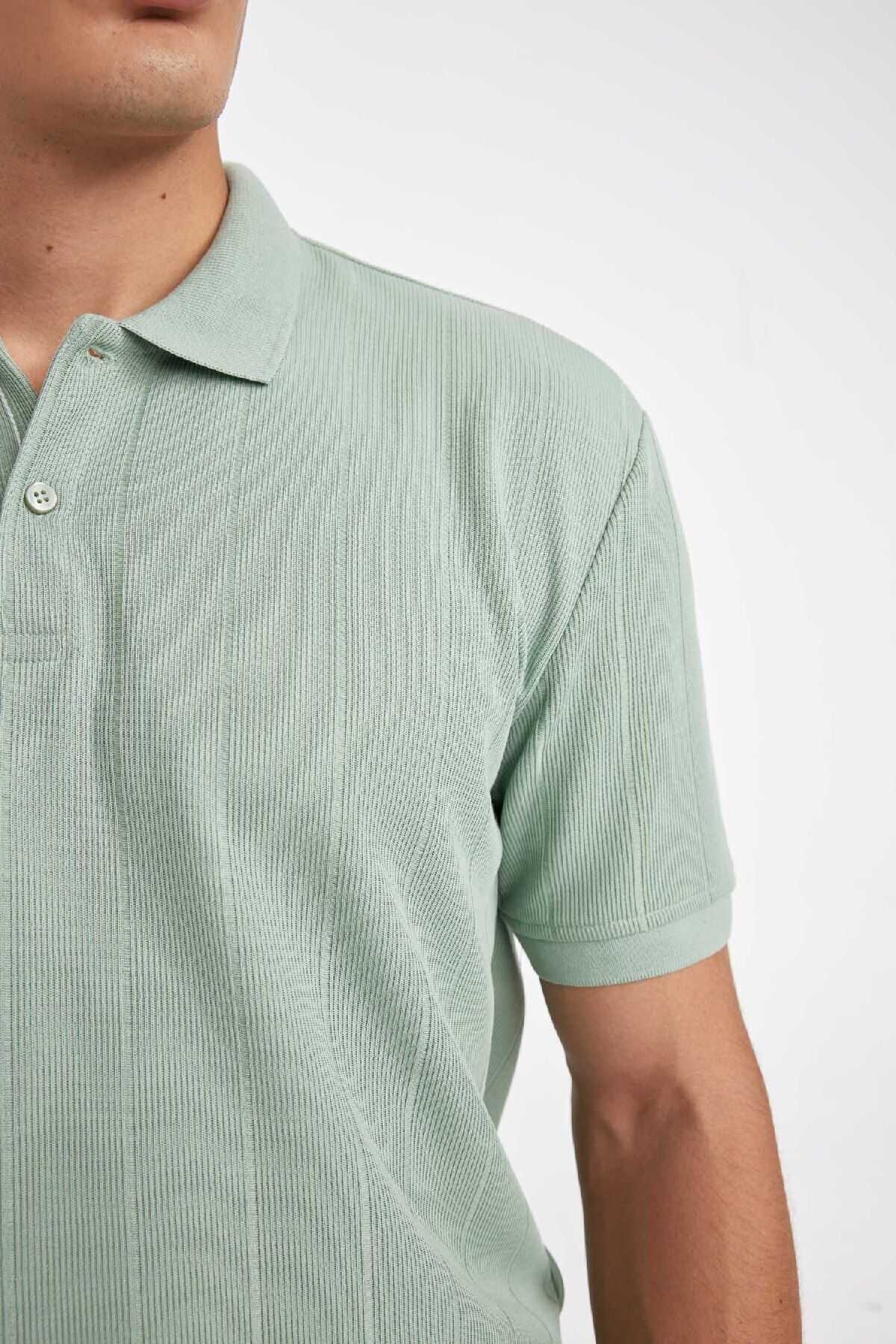 تیشرت یقه دار آستین کوتاه معمولی جدید