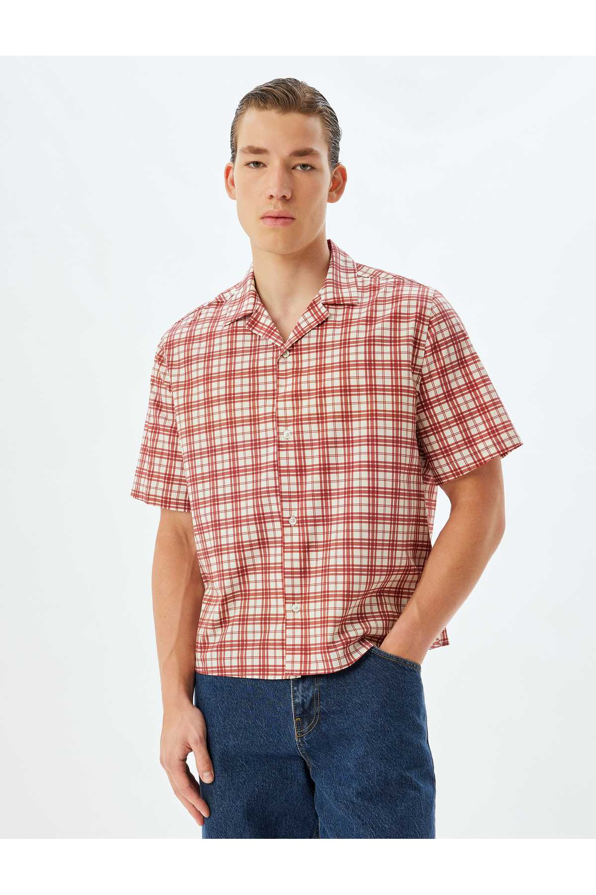 پیراهن آستین کوتاه باکسی نخی