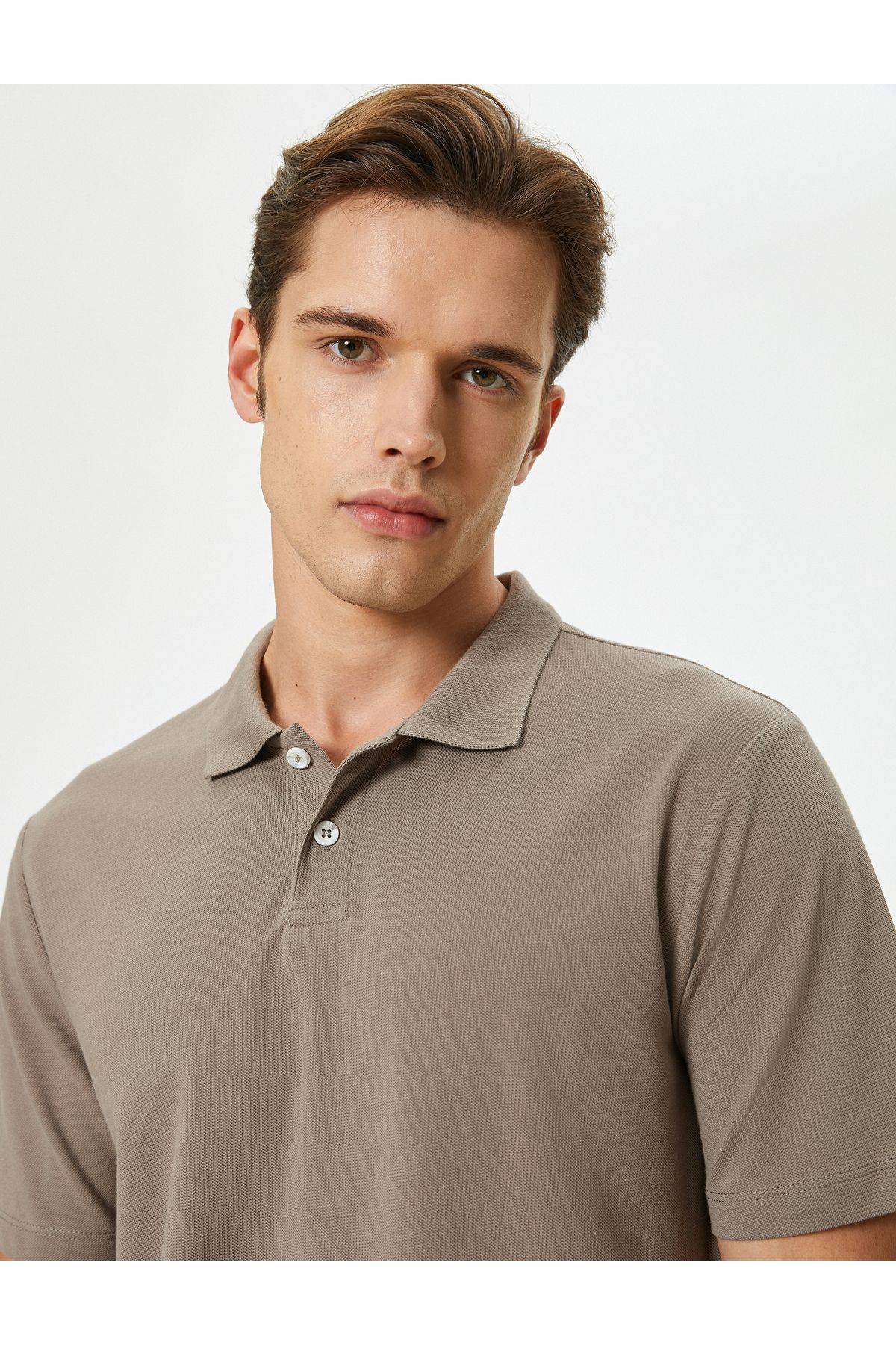 تیشرت اسلیم فیت یقه پولو آستین کوتاه نخی