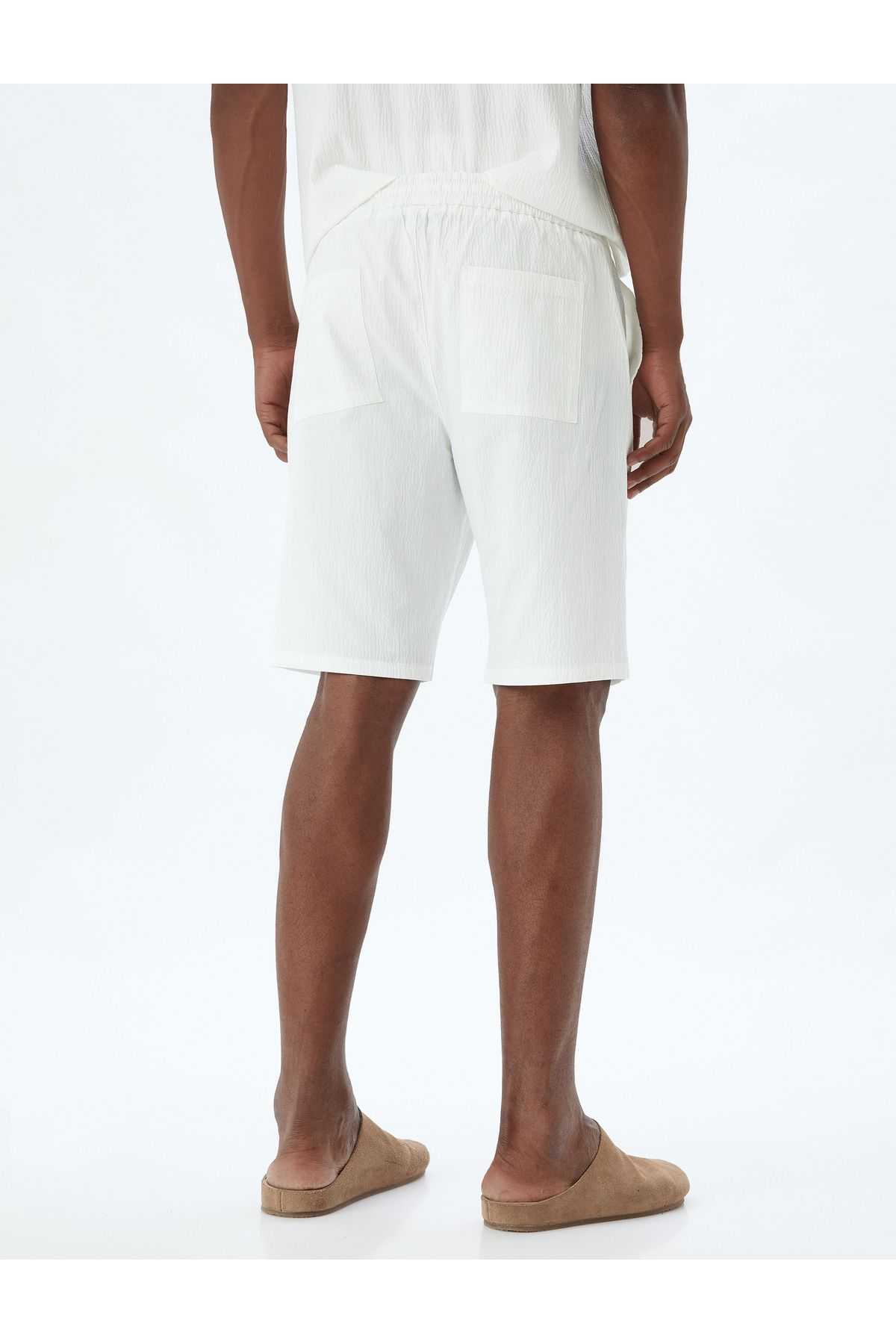 شورت برمودا بافت پنبه ای با جزئیات جیب