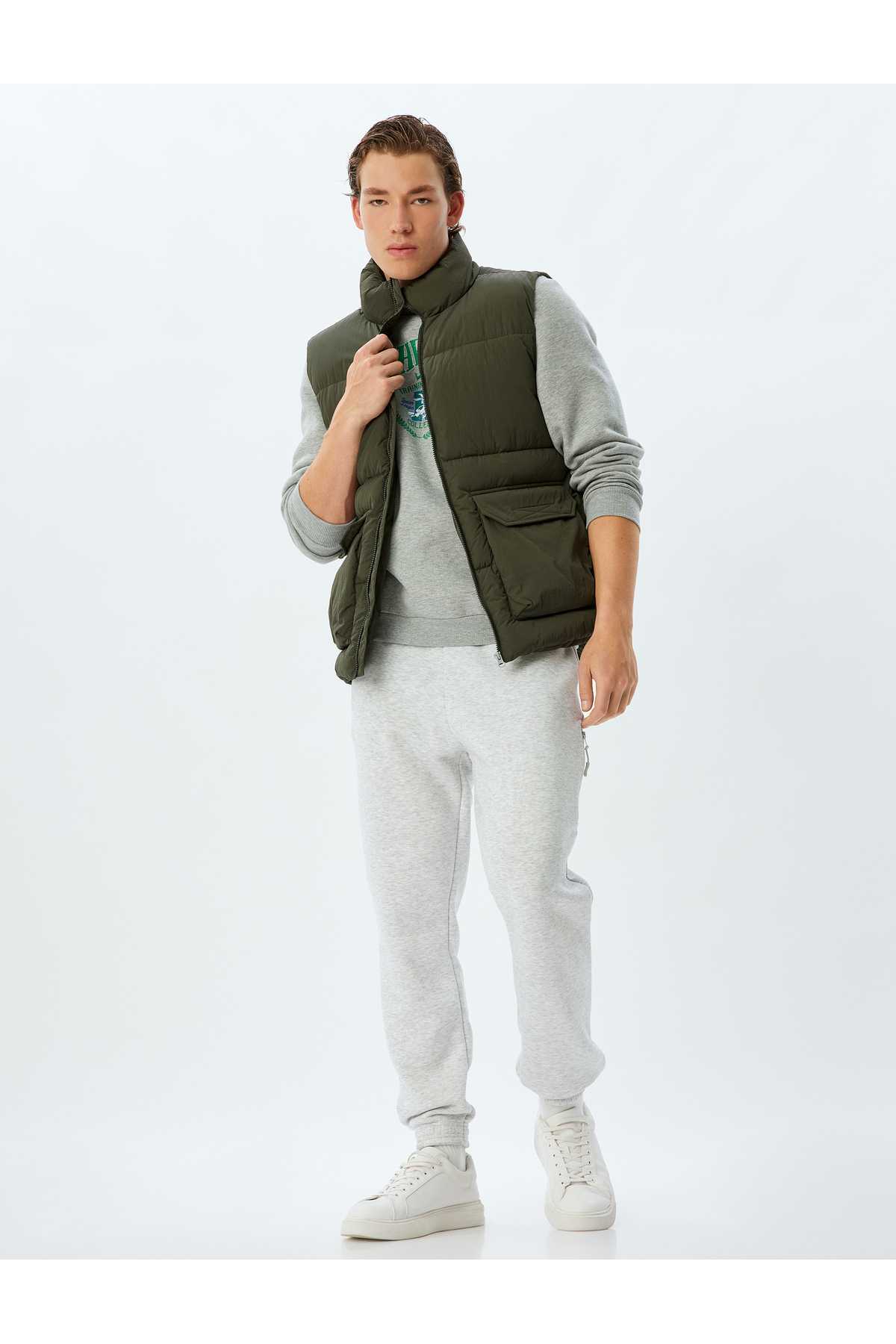 شلوار ورزشی با جیب زیپ کمر توری و ترکیب پنبه