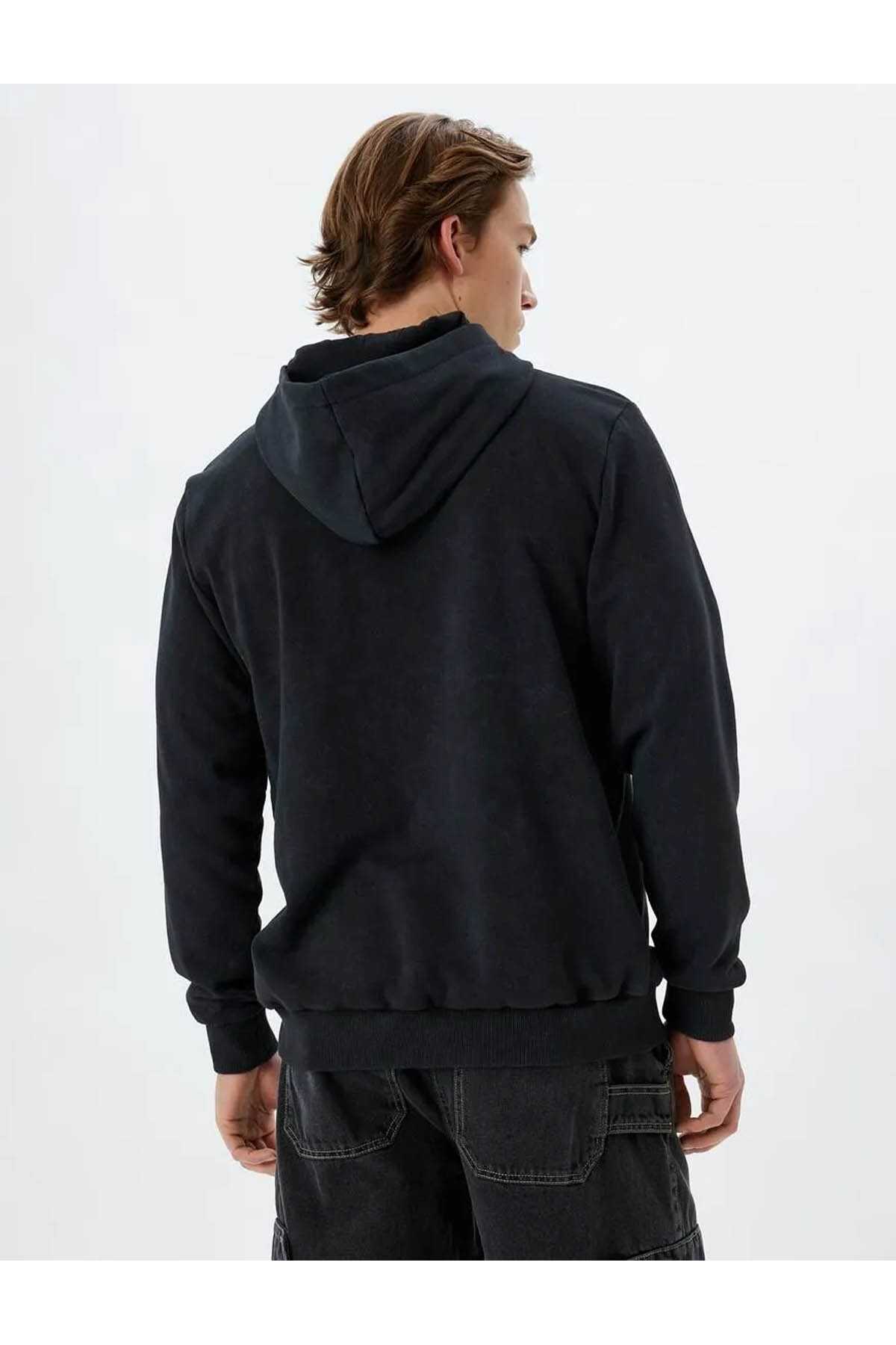 Sweatshirt کلاهدار ترکیب پنبه دوزی شسته
