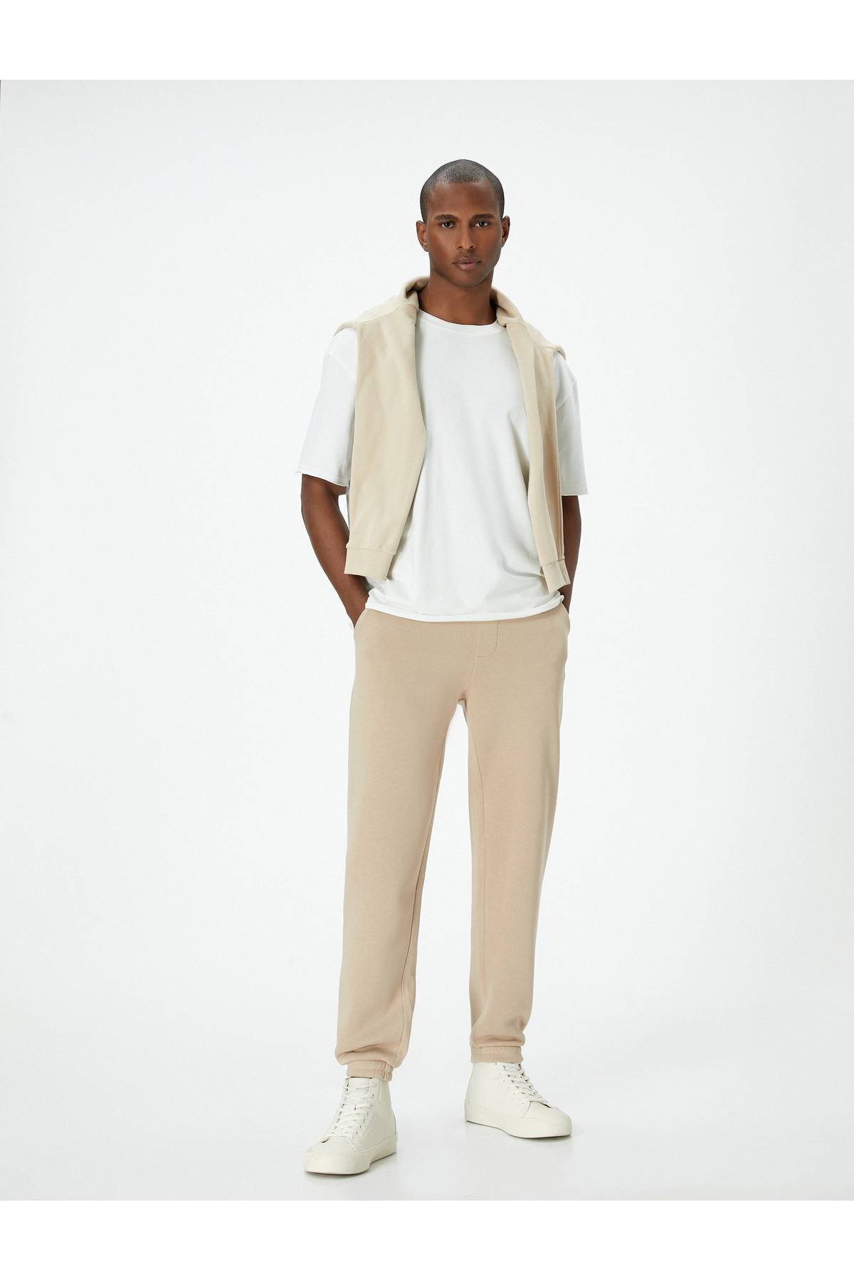 شلوار ورزشی Jogger با دور کمر توری و جزئیات جیب