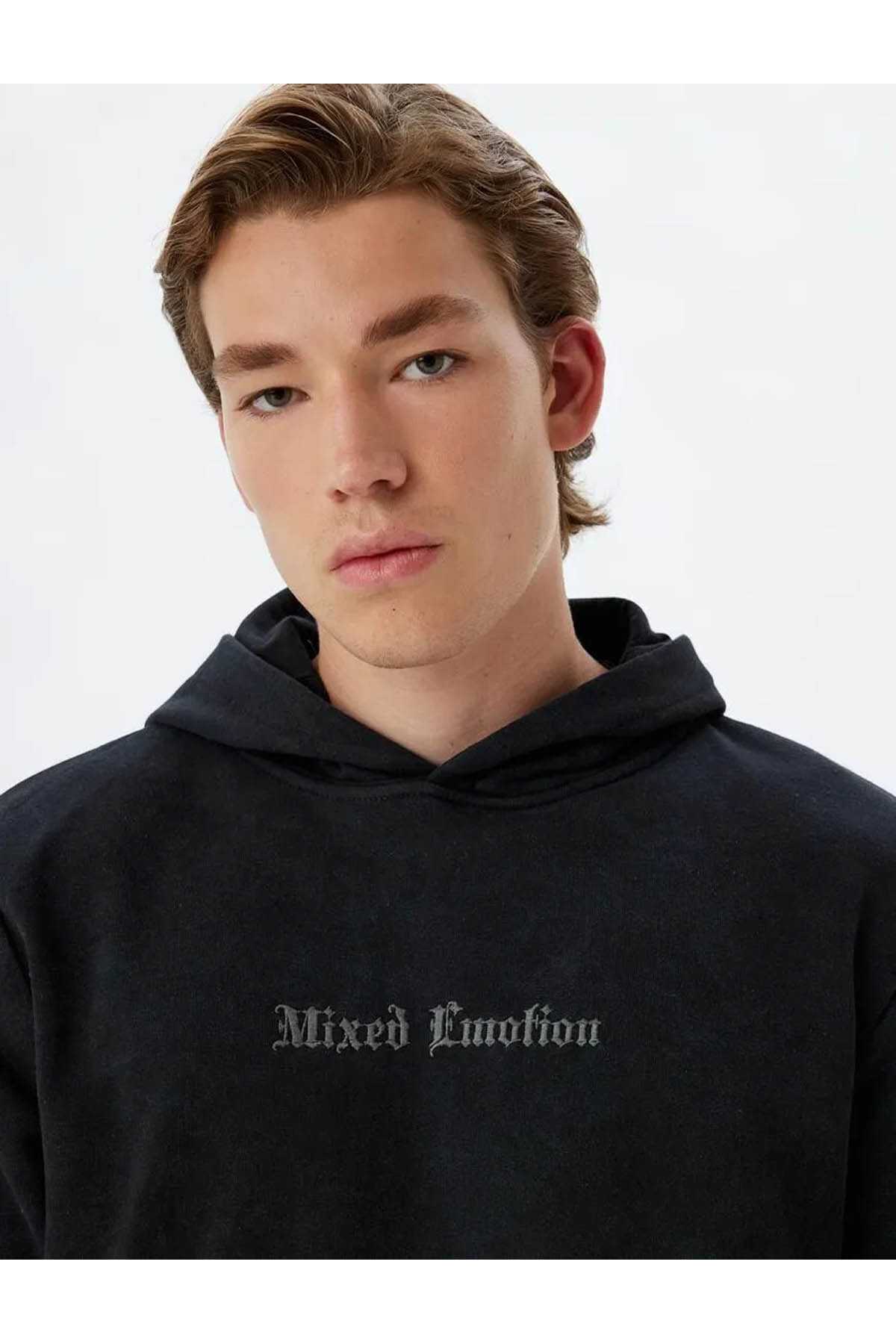 Sweatshirt کلاهدار ترکیب پنبه دوزی شسته