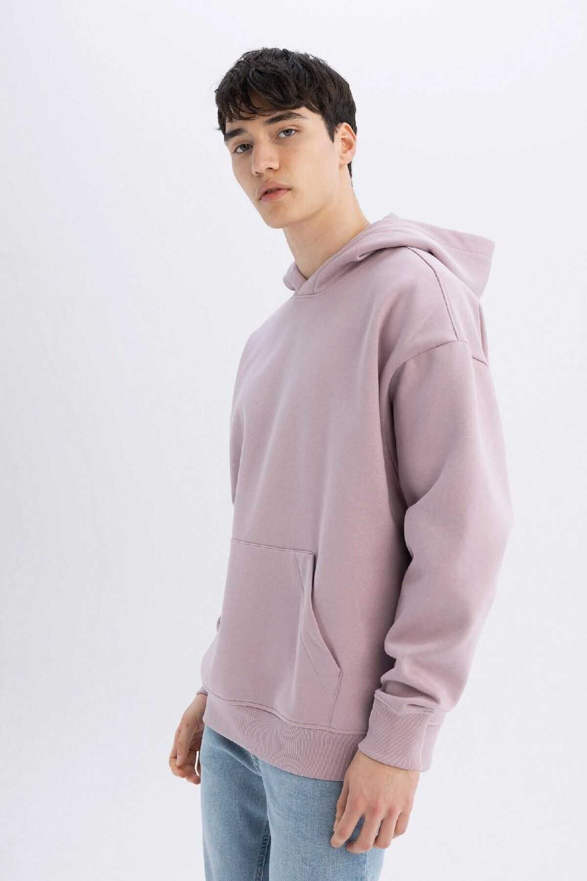 سویشرت ساده ساده کلاهدار مشکی با جیب کانگورو A4331ax24au