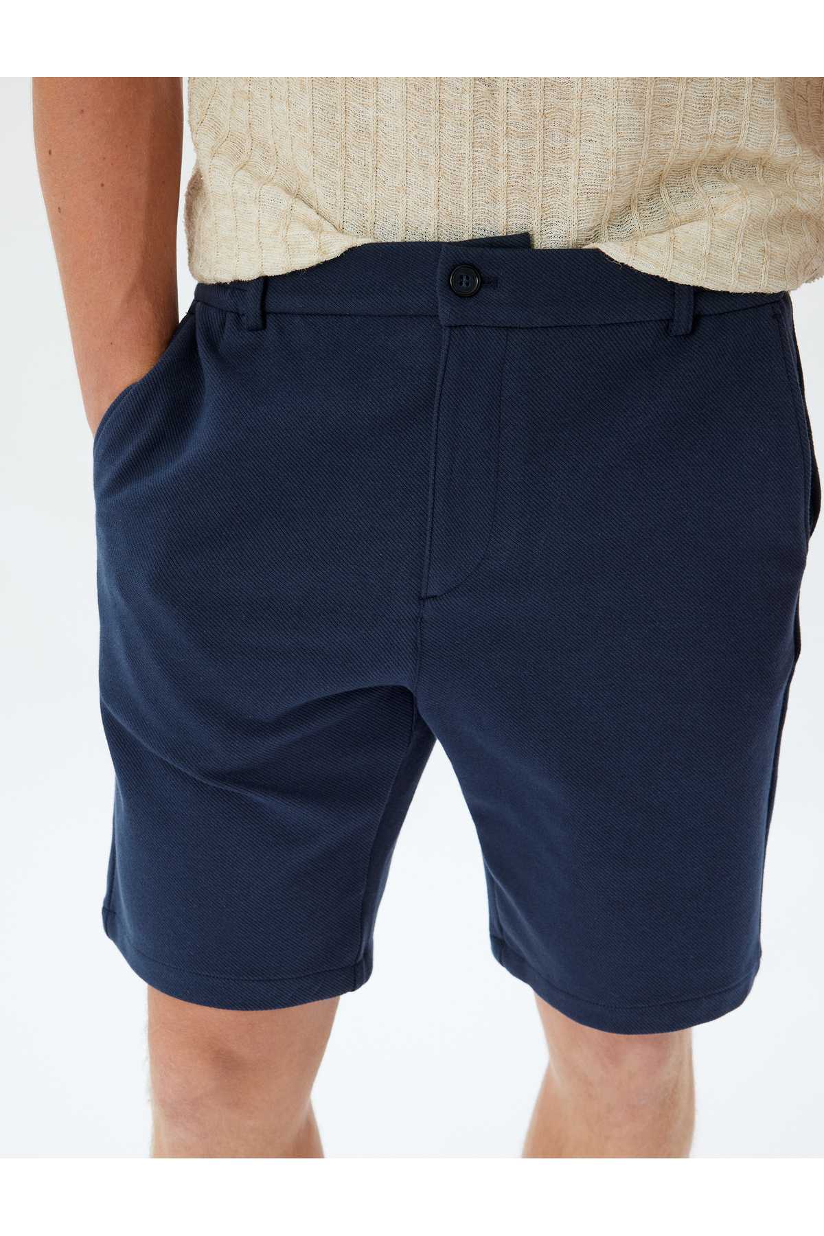 شلوارک چینو جیب کوتاه ترکیب پنبه ای با جزئیات