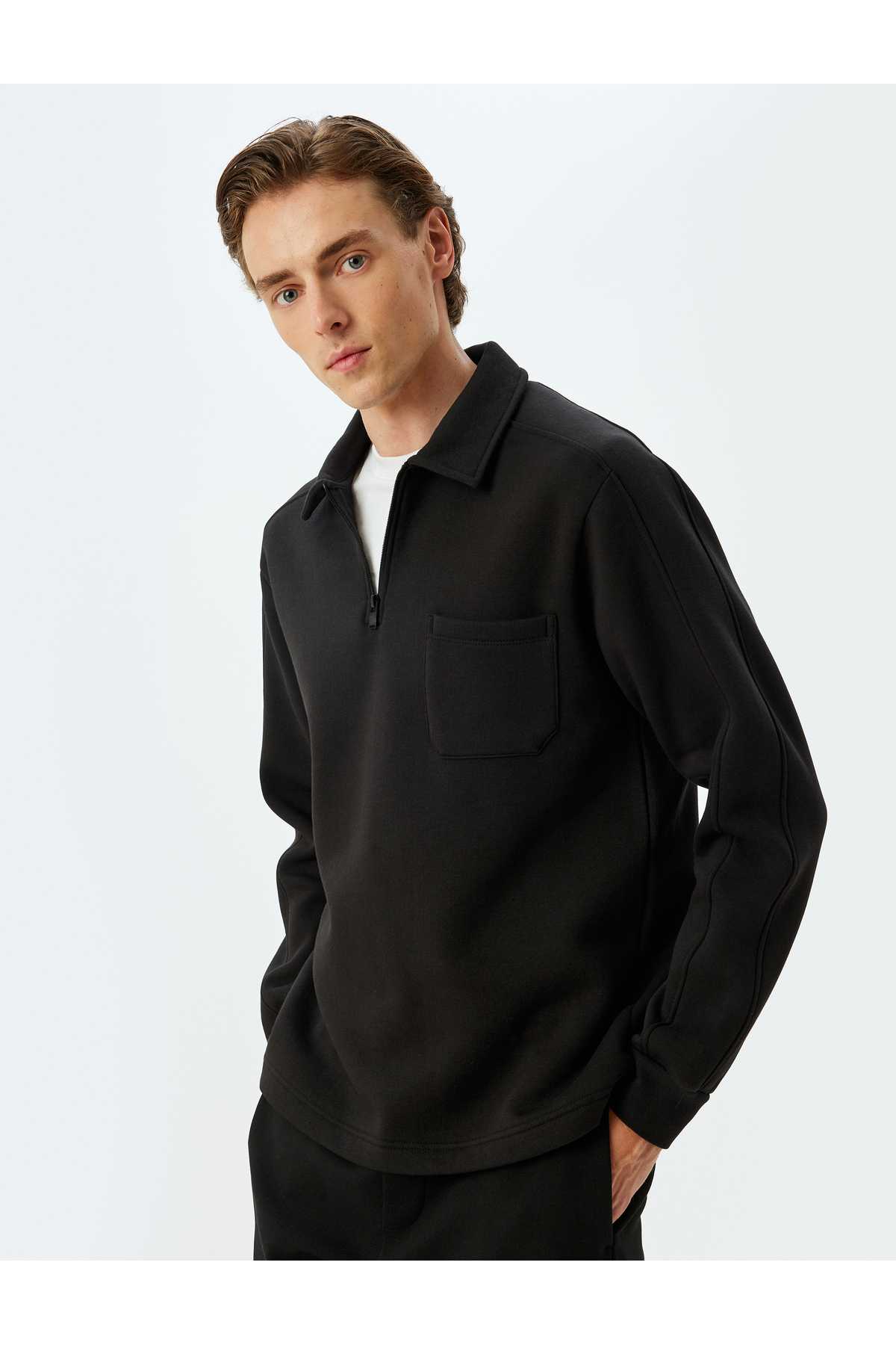 سویشرت یقه یقه دار پایه آستین بلند ترکیبی از پنبه