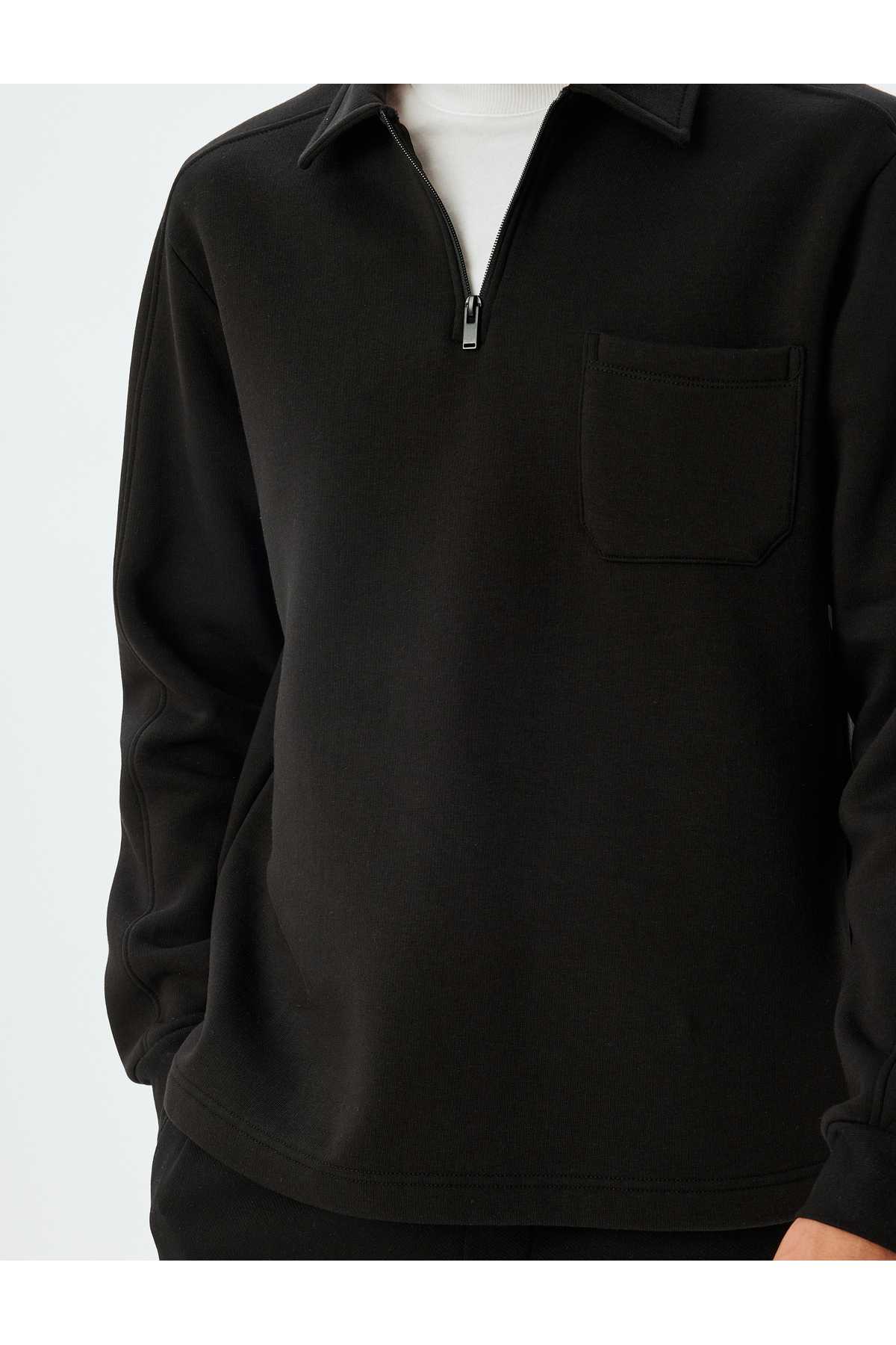 سویشرت یقه یقه دار پایه آستین بلند ترکیبی از پنبه