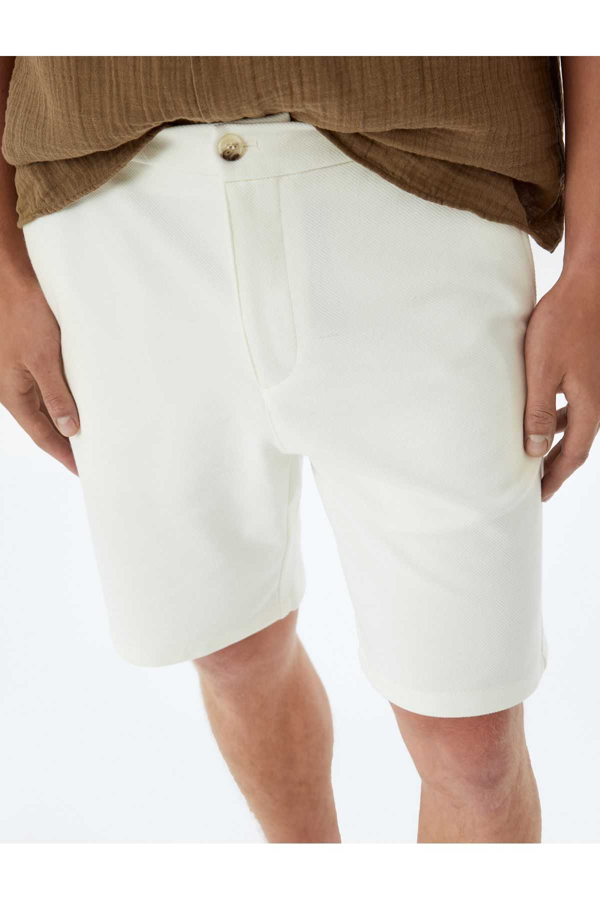 شلوارک چینو جیب کوتاه ترکیب پنبه ای با جزئیات