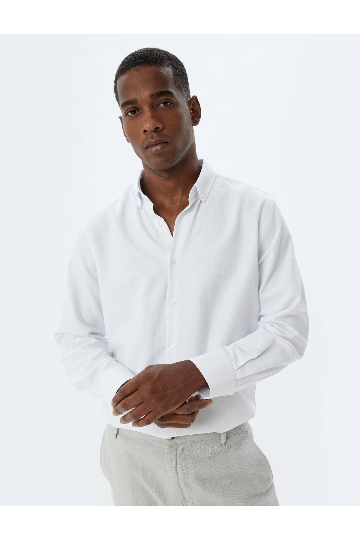 پیراهن باریک آستین بلند ترکیب پنبه ای