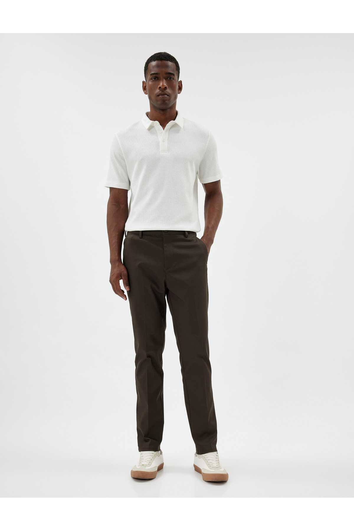 شلوار چینو با جیب باریک، پنبه ای