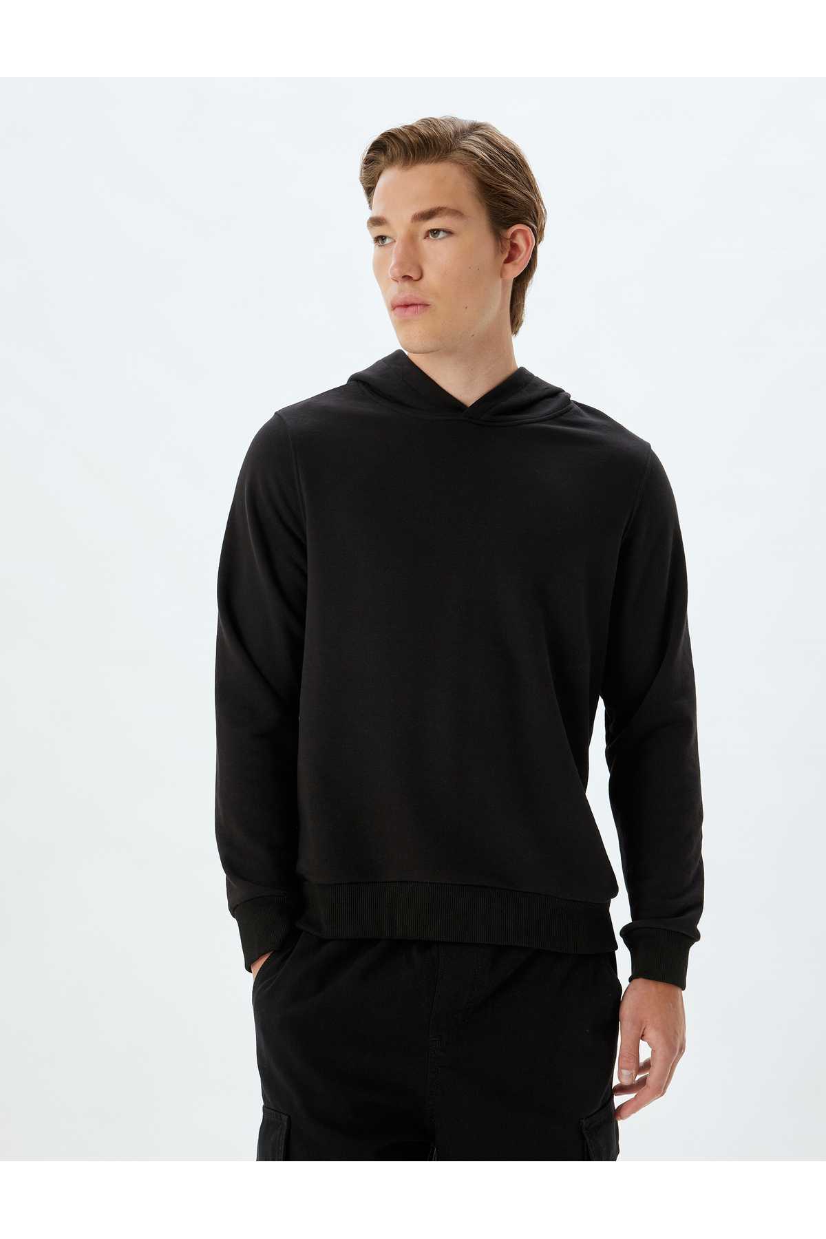 سویشرت کلاهدار آستین بلند نخی پایه