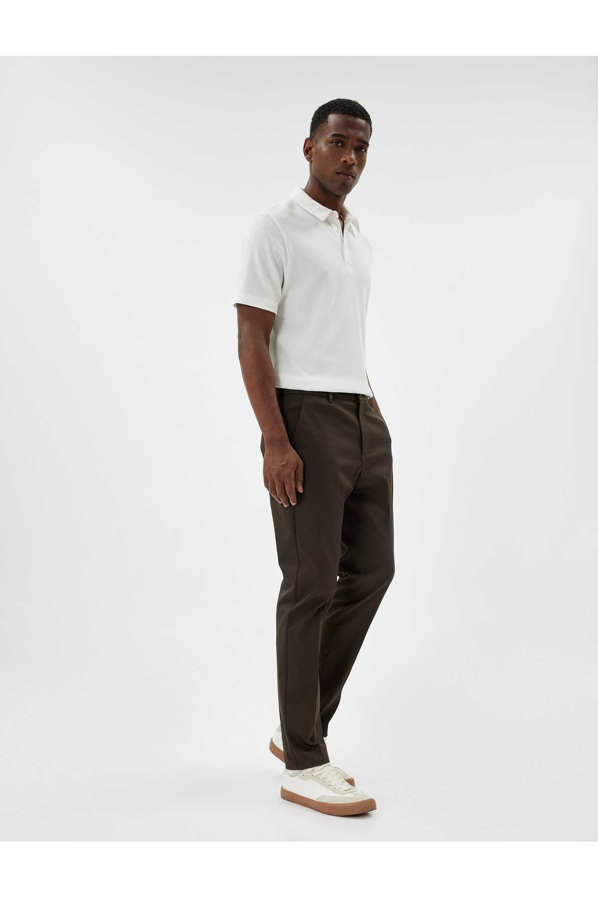 شلوار چینو با جیب باریک، پنبه ای