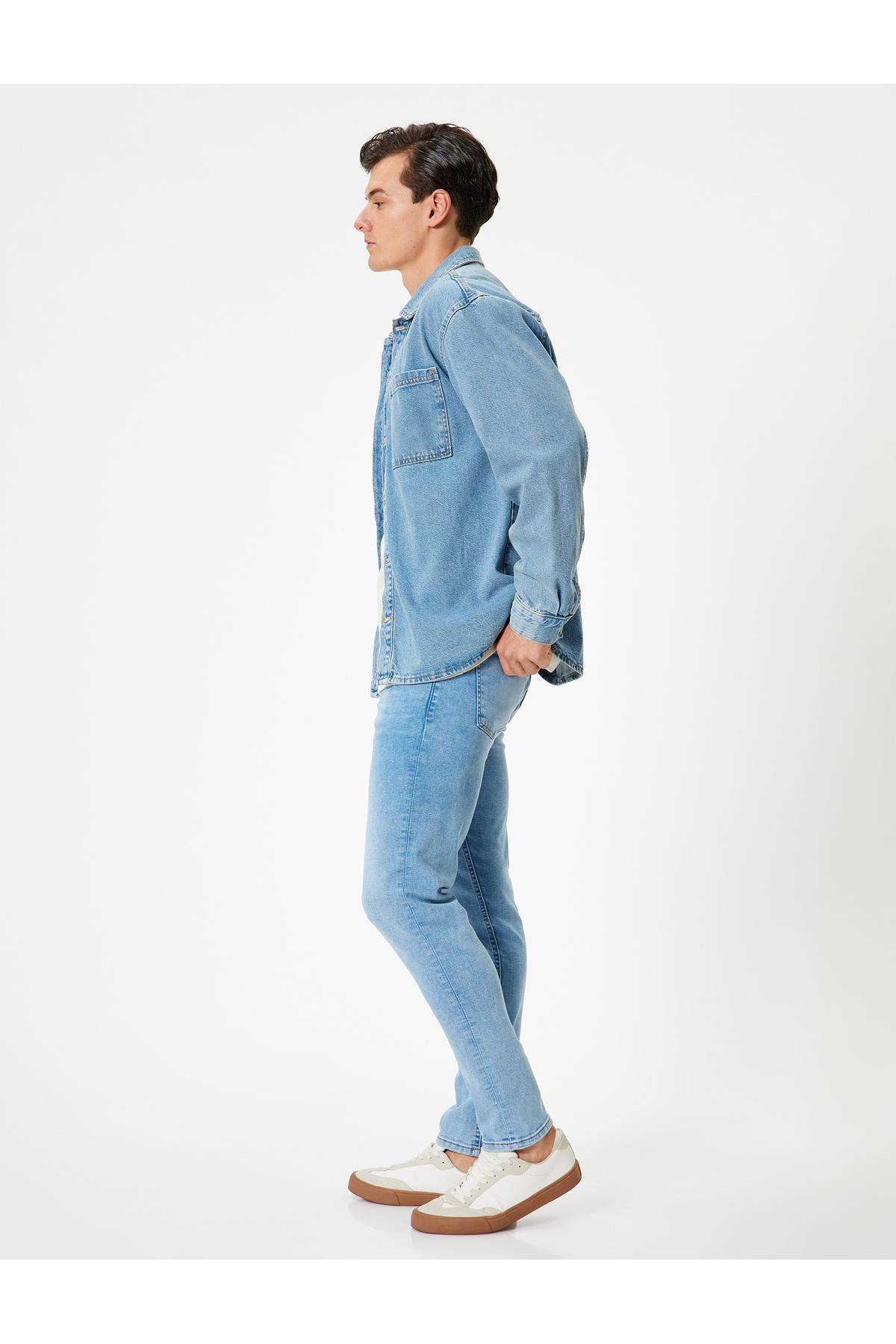 شلوار جین لاغر با کمر منظم دکمه دار - Michael Jean