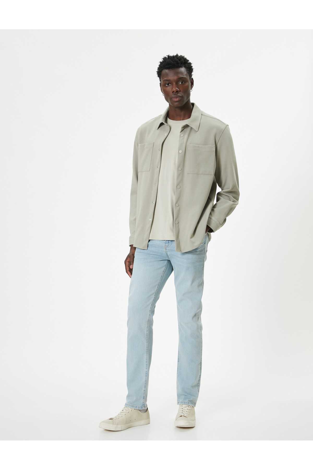 شلوار جین باریک دکمه دار استاندارد - براد جین