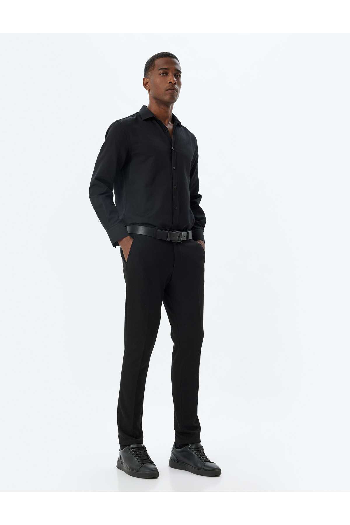 پیراهن باریک آستین بلند ترکیب پنبه ای