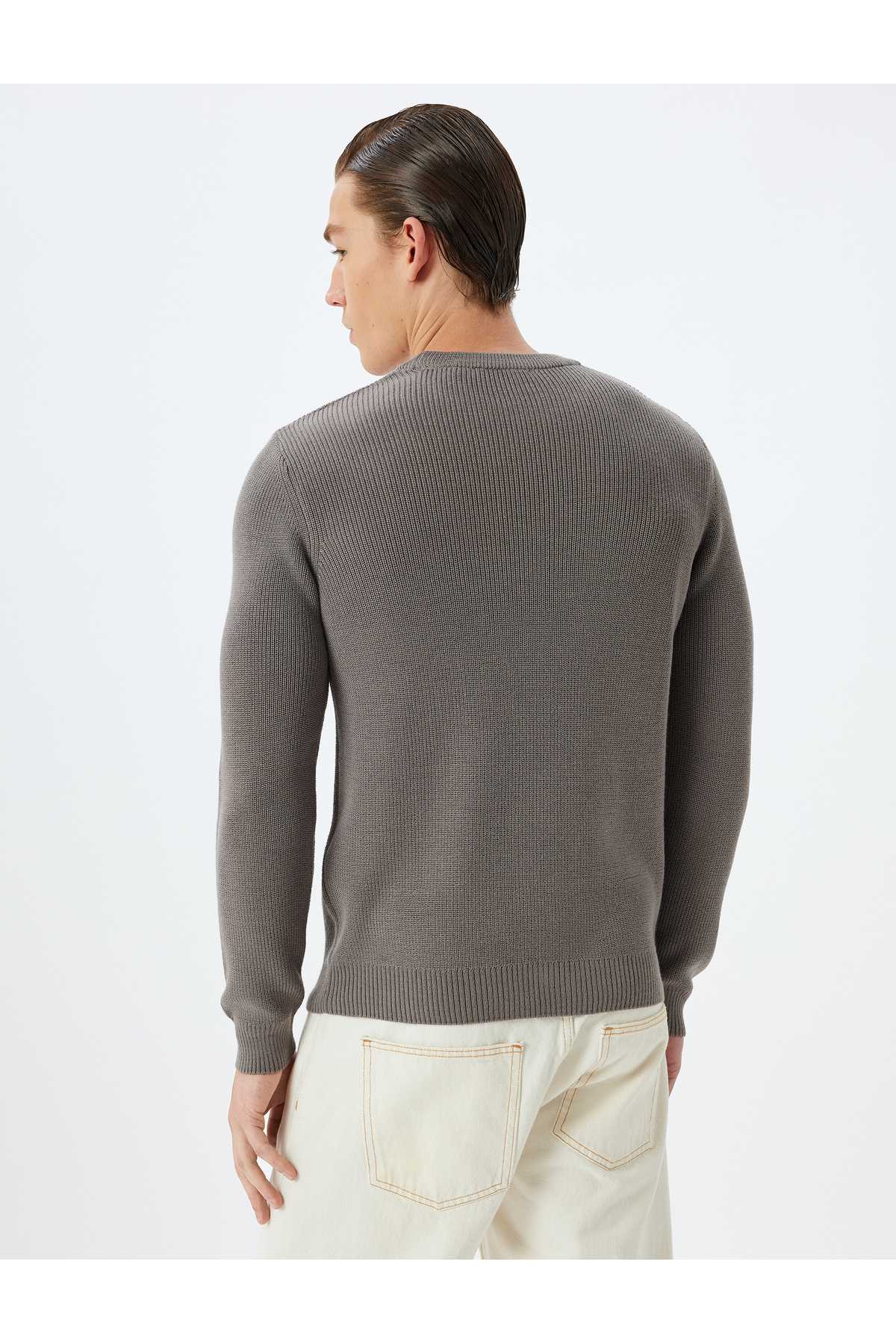 ژاکت بافتنی ترکیبی پشمی یقه آستین بلند