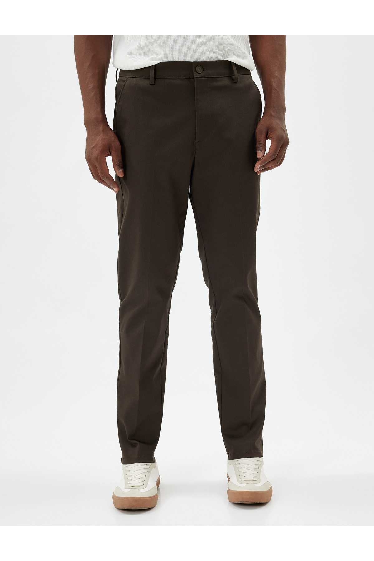 شلوار چینو با جیب باریک، پنبه ای