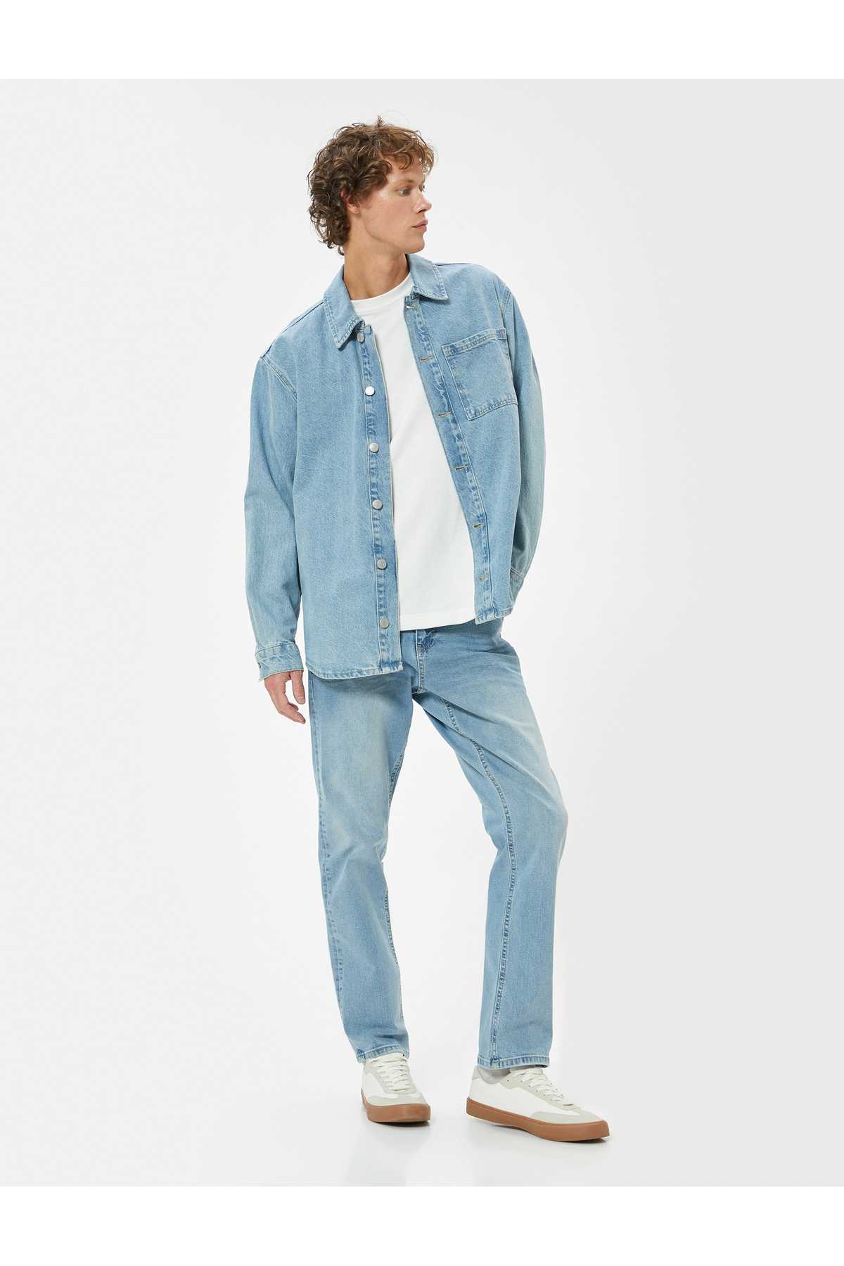 شلوار جین نخی استاندارد کمر راست - Mark Jean