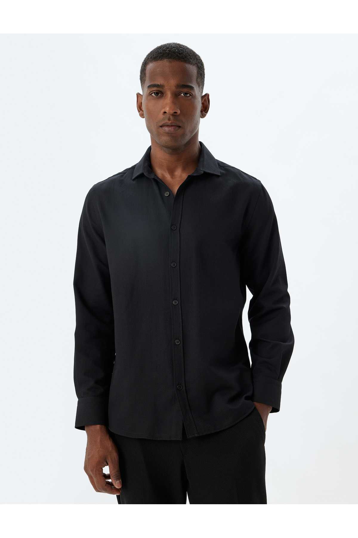 پیراهن باریک آستین بلند ترکیب پنبه ای