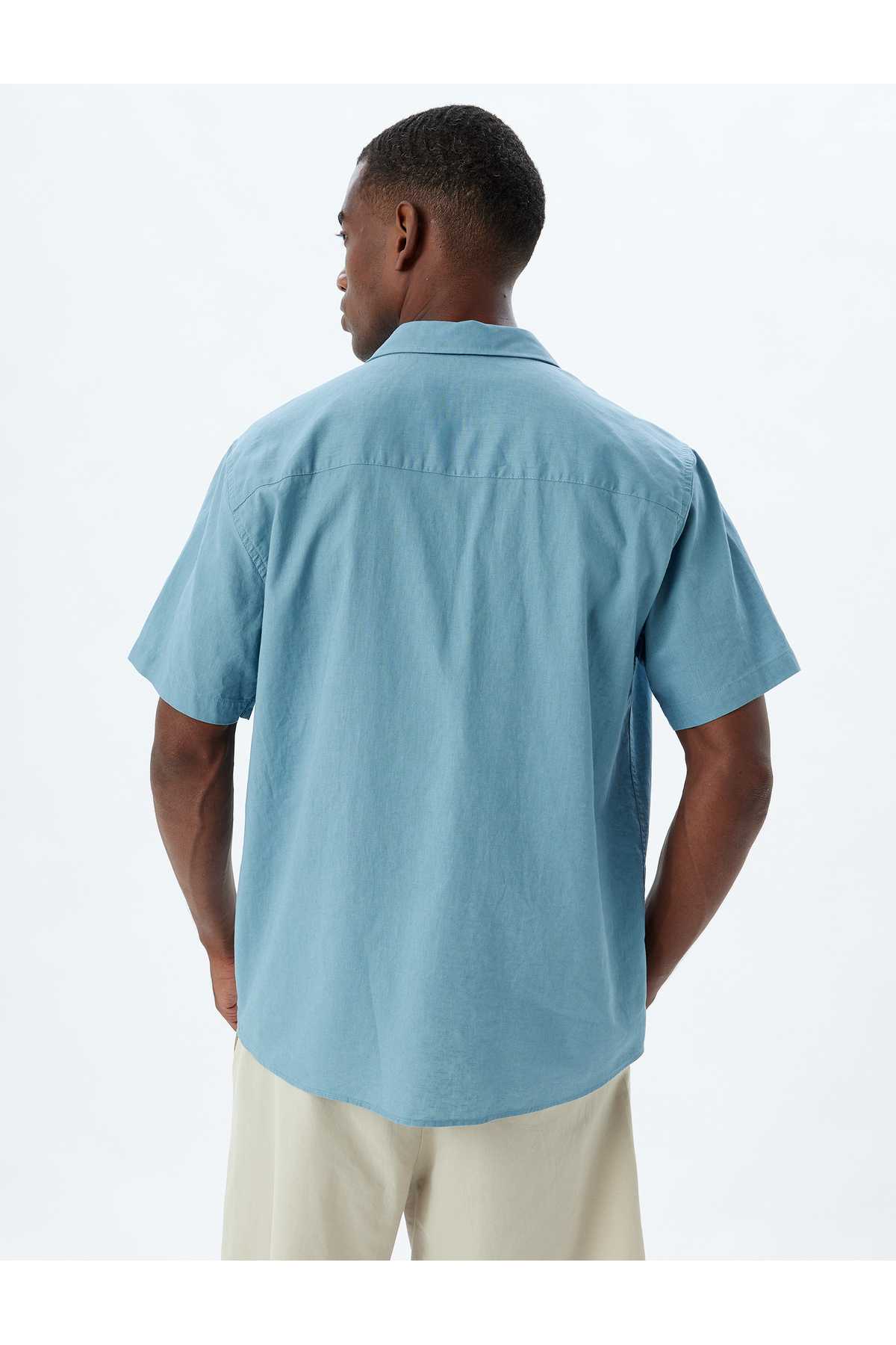 پیراهن ترکیبی کتانی آستین کوتاه پایه