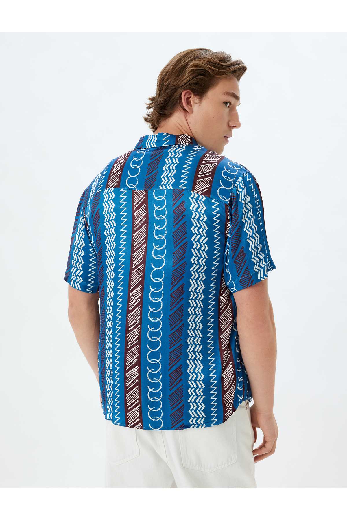 پیراهن آستین کوتاه ویسکوز چاپ هندسی