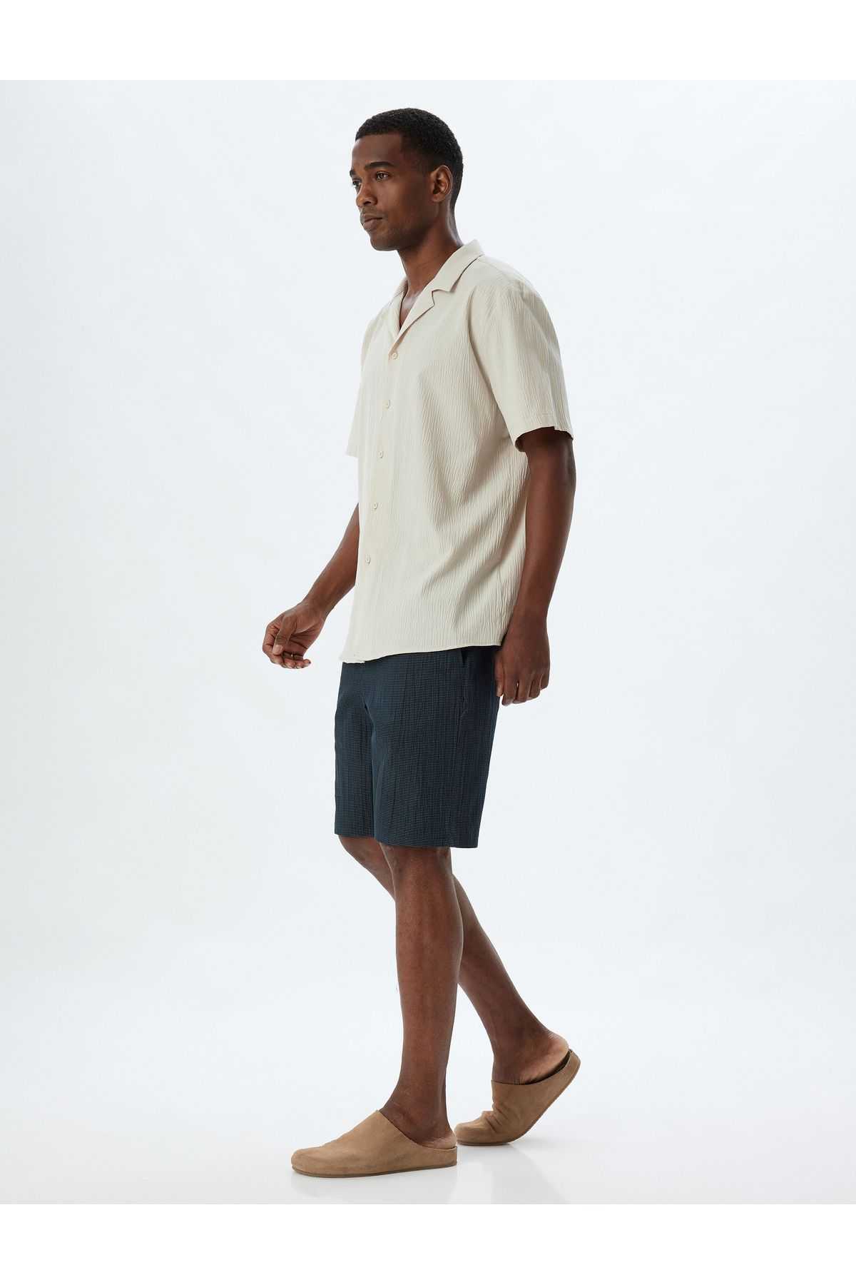 شورت برمودا بافت پنبه ای با جزئیات جیب