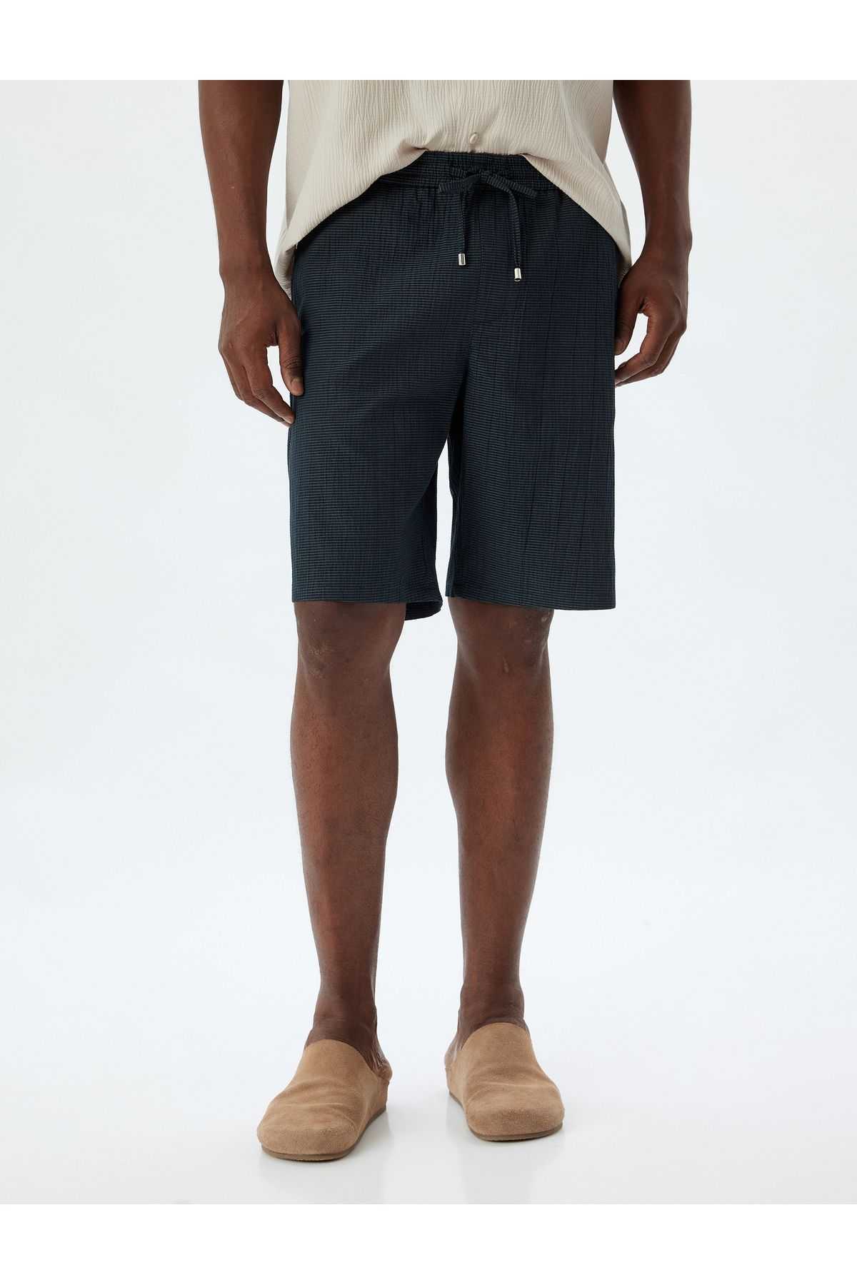 شورت برمودا بافت پنبه ای با جزئیات جیب