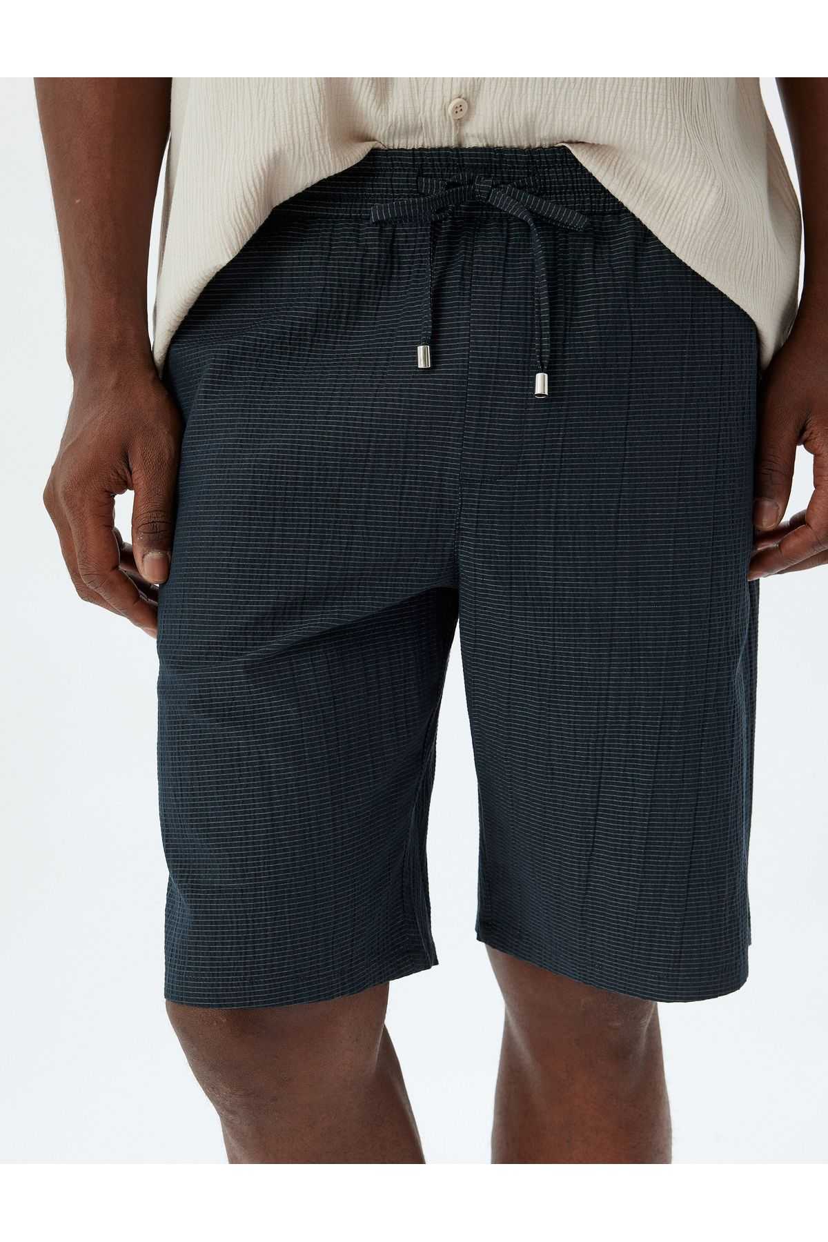 شورت برمودا بافت پنبه ای با جزئیات جیب