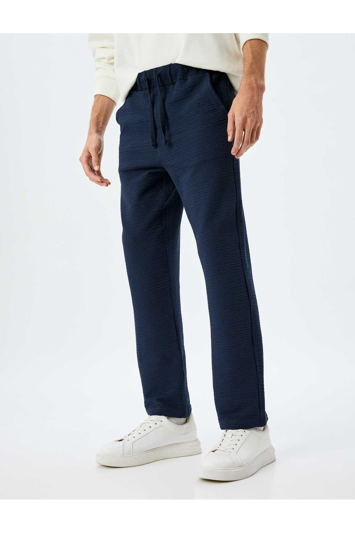 شلوار ورزشی نخی با جزئیات جیب دور کمر توری