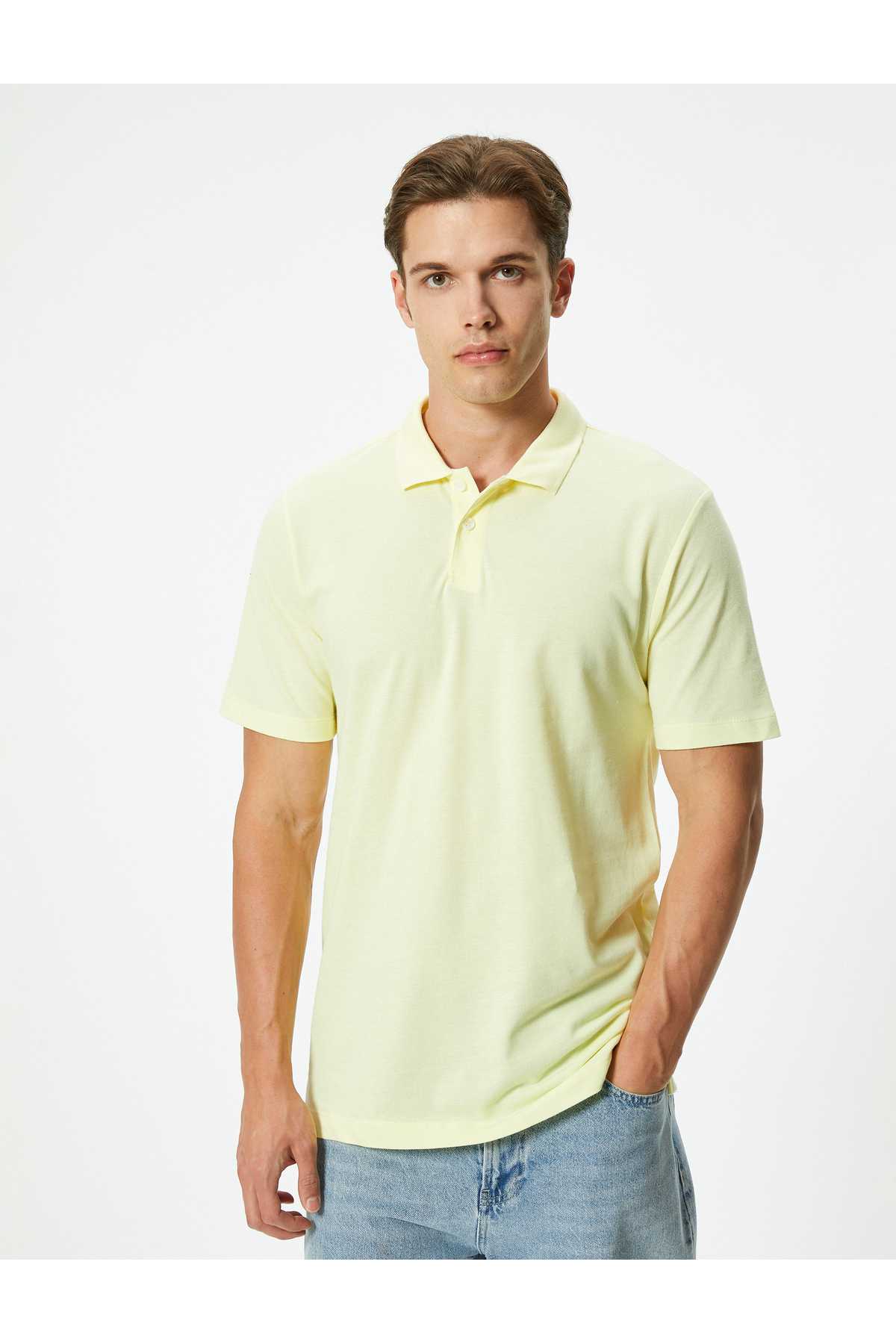 تیشرت اسلیم فیت یقه پولو آستین کوتاه نخی