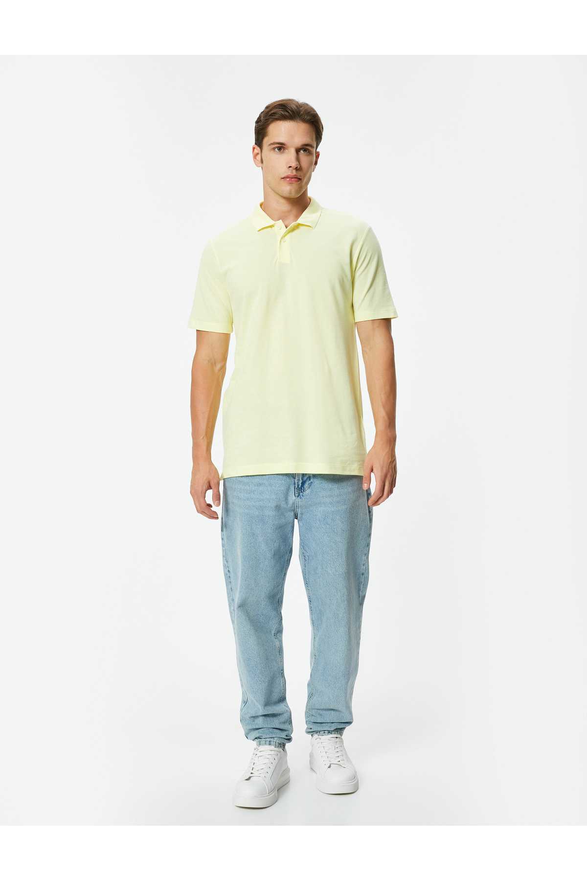 تیشرت اسلیم فیت یقه پولو آستین کوتاه نخی