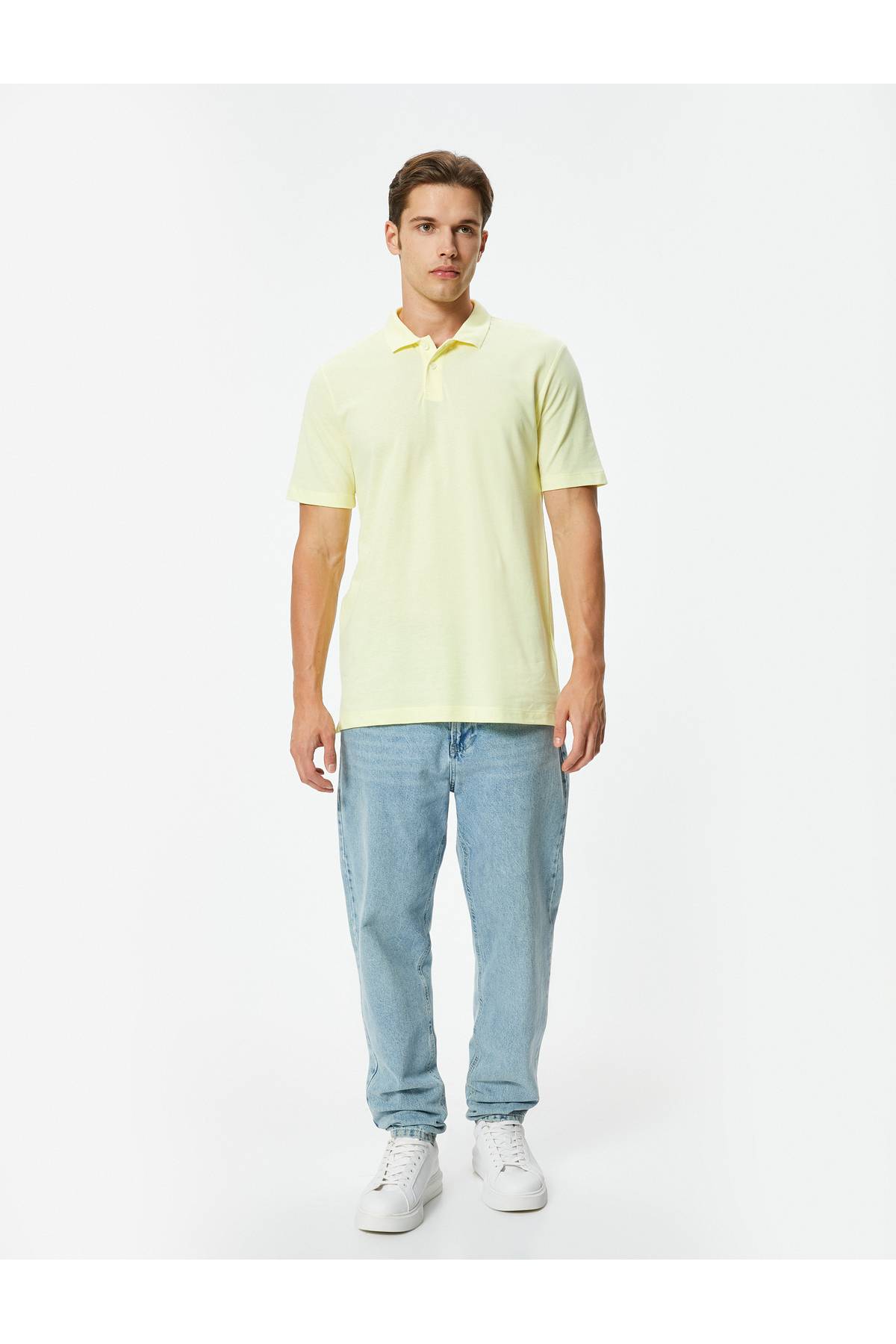 تیشرت اسلیم فیت یقه پولو آستین کوتاه نخی