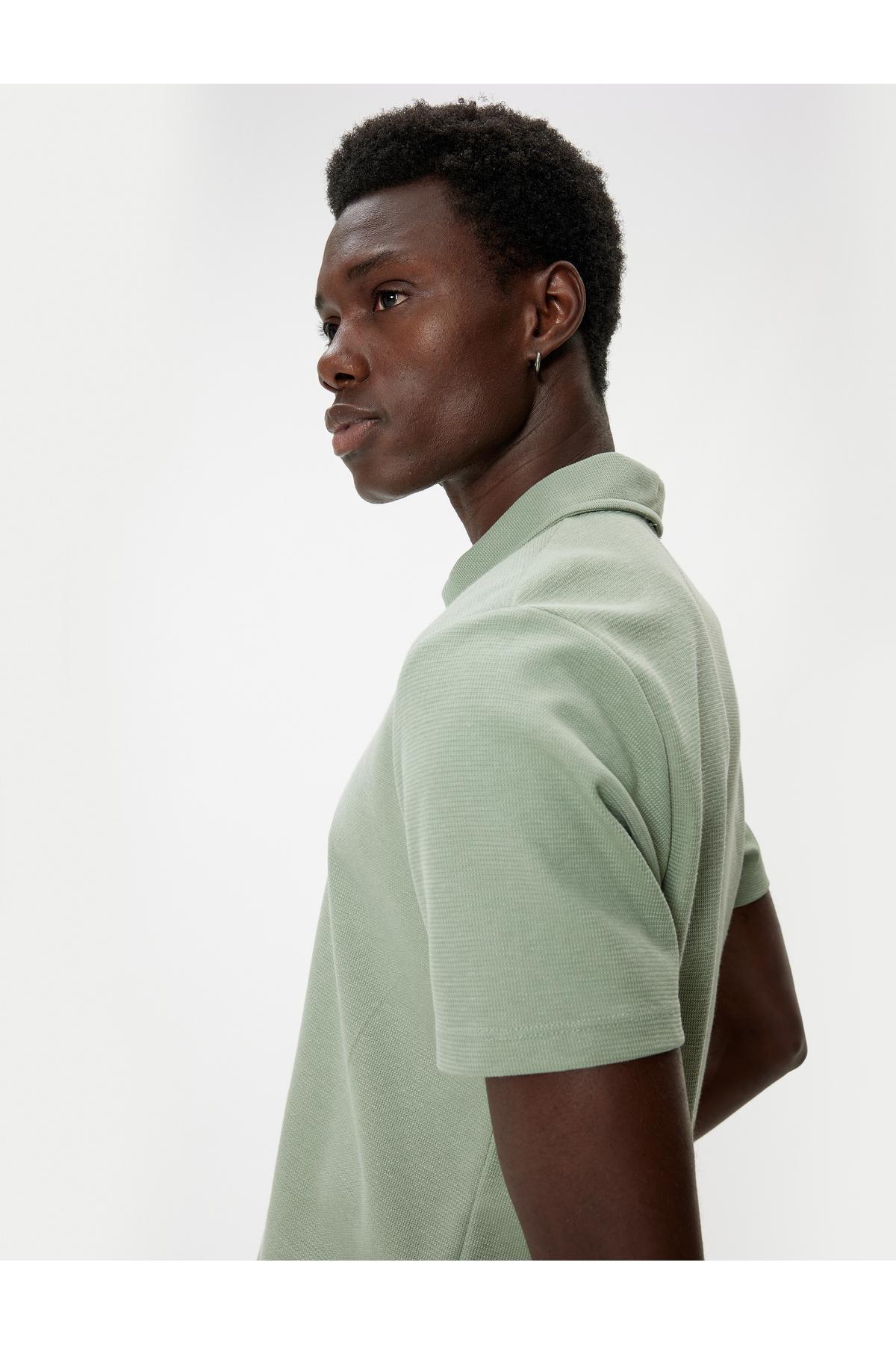 تیشرت یقه پولو اسلیم مناسب آستین کوتاه پنبه ای