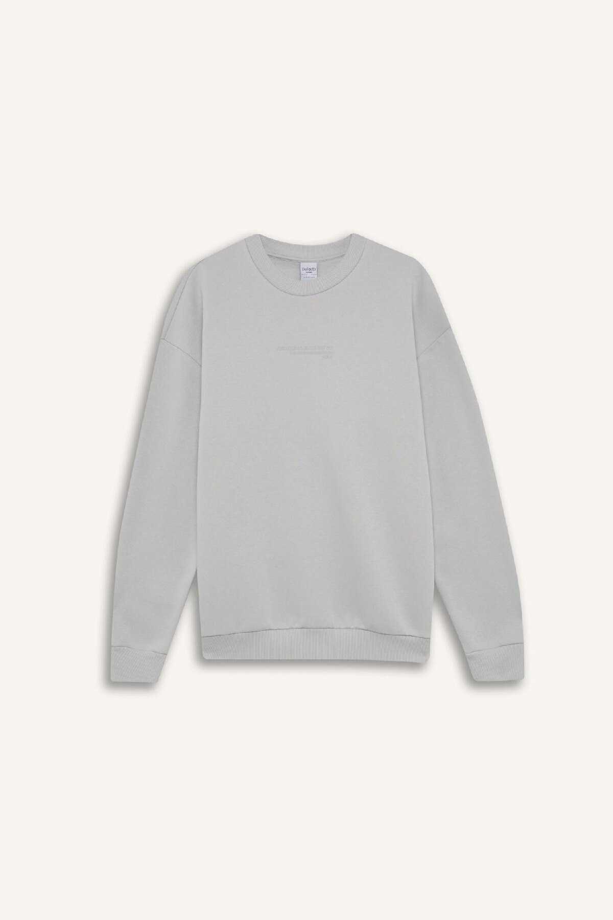 سویشرت طرح دار با یقه باکس سیاه X8282az24au