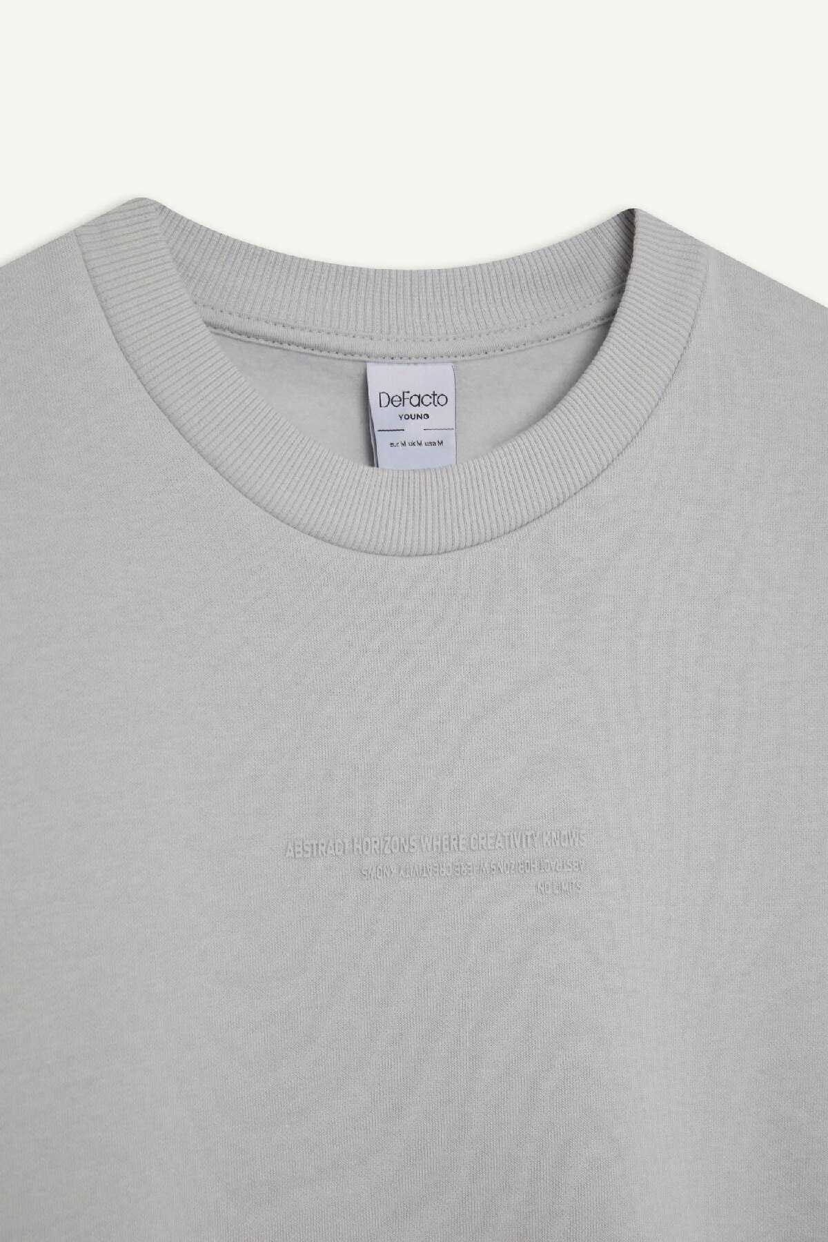 سویشرت طرح دار با یقه باکس سیاه X8282az24au