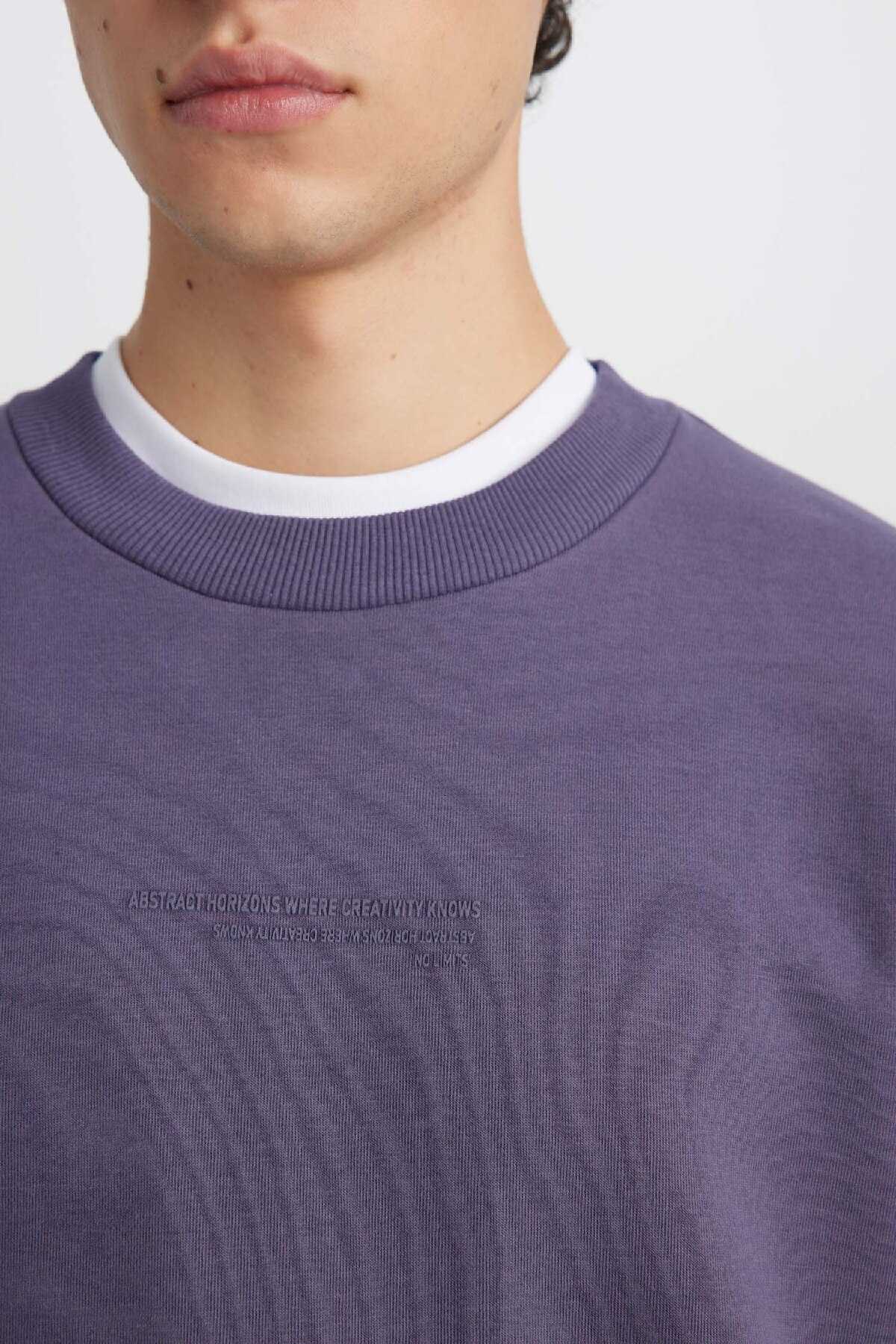 سویشرت طرح دار با یقه باکس سیاه X8282az24au