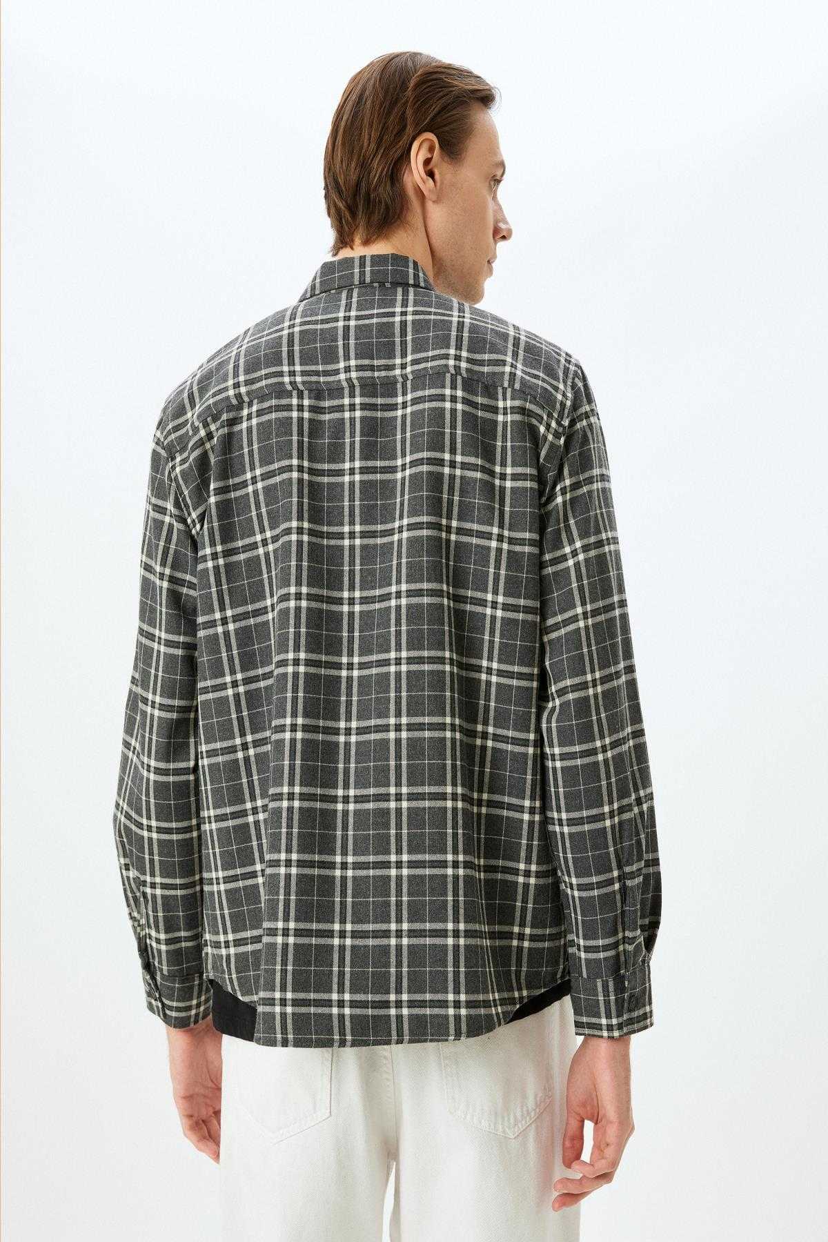 ژاکت تیشرت چهارخانه ترکیبی ویسکوز با آستین بلند