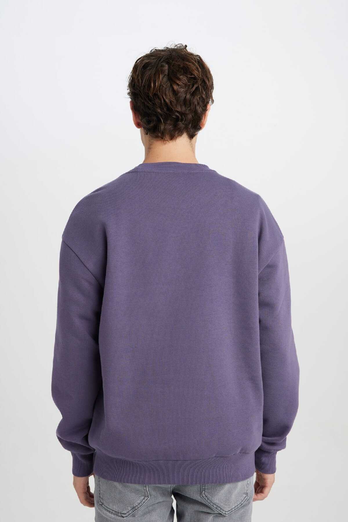 سویشرت طرح دار با یقه باکس سیاه X8282az24au