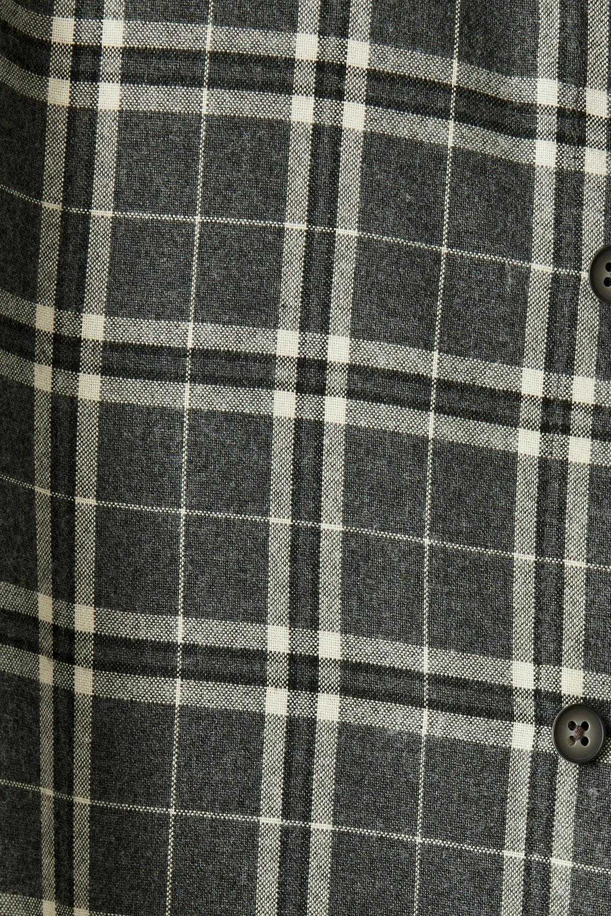 ژاکت تیشرت چهارخانه ترکیبی ویسکوز با آستین بلند