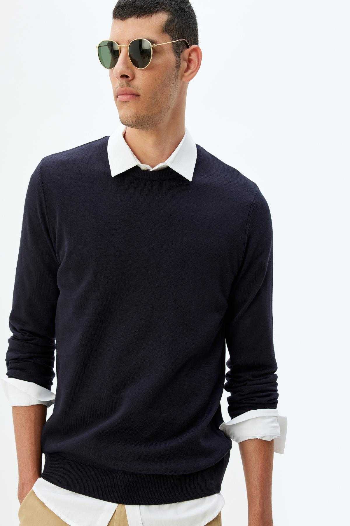 ژاکت بافتنی پایه آستین بلند یقه خدمه