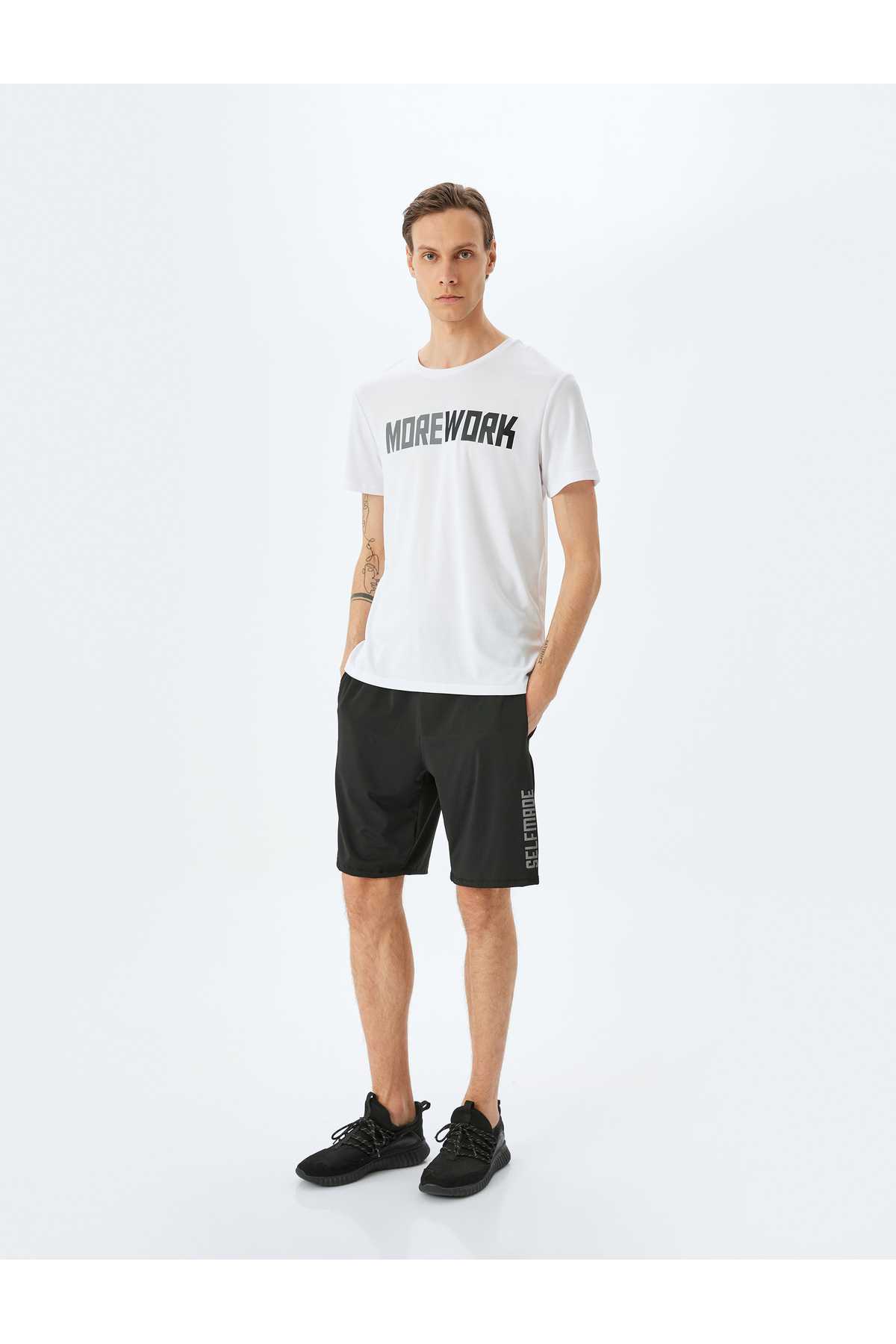 شلوارک اسپرت چاپ شده با جیب کمری توری