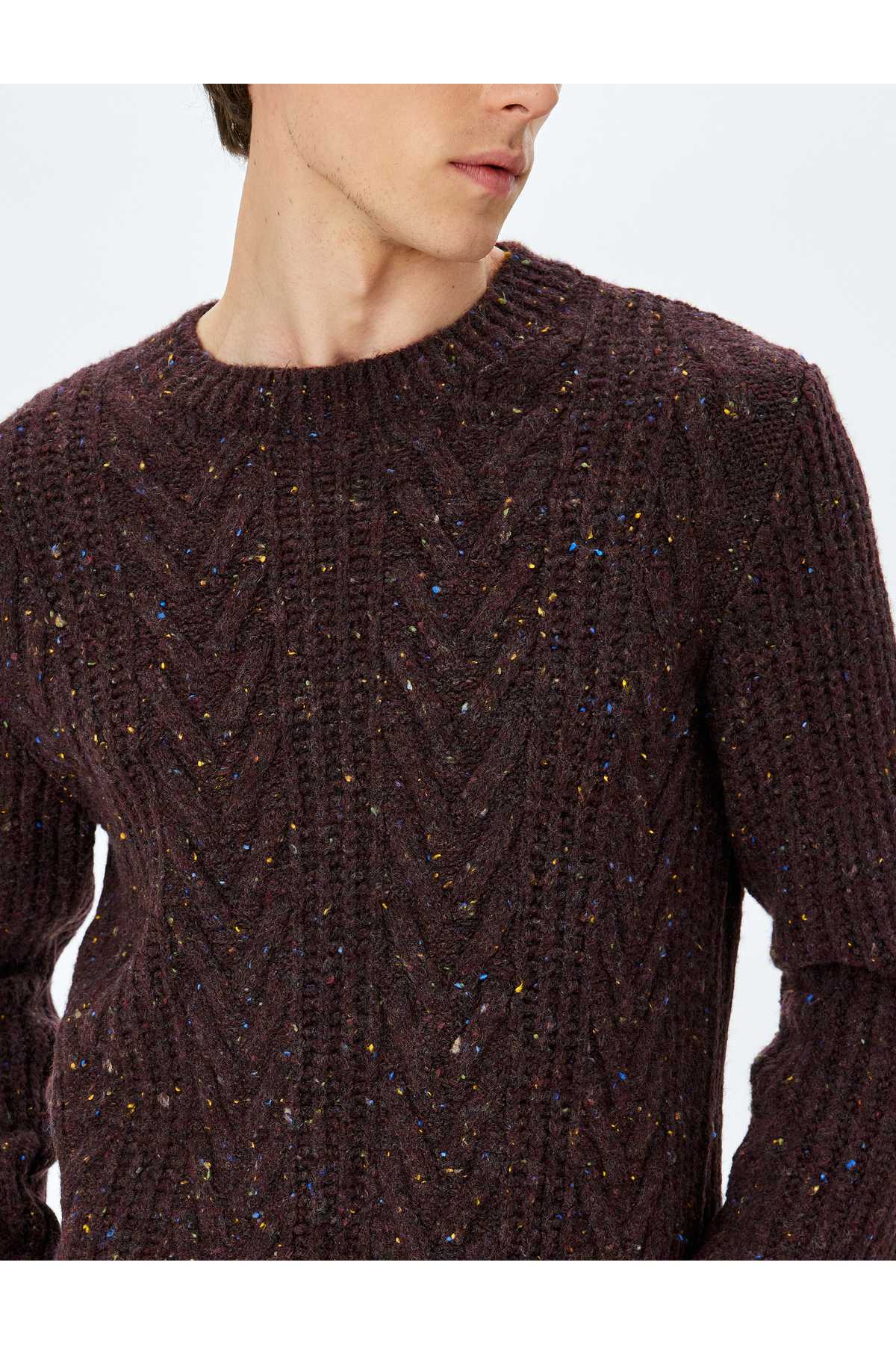 ژاکت بافتنی آستین بلند یقه خدمه