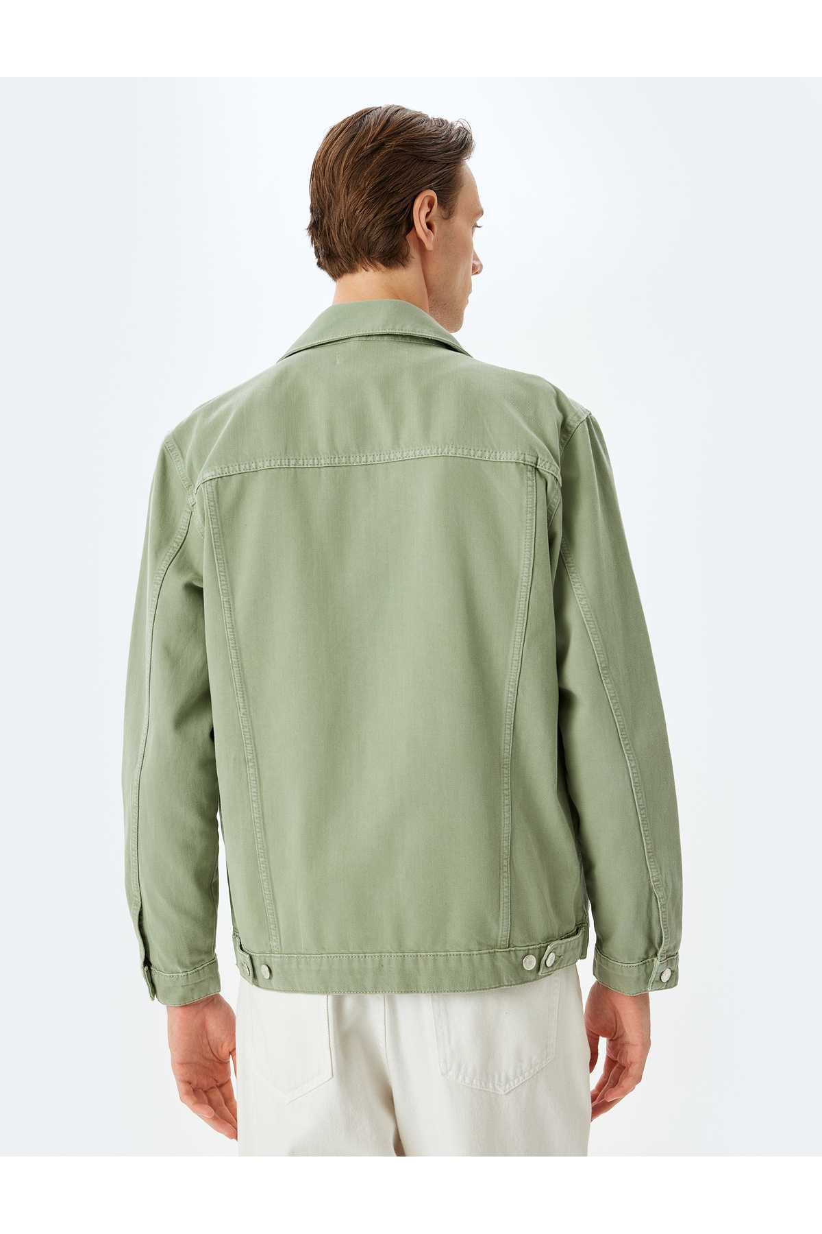 ژاکت جین دکمه دار با جیب پنبه ای