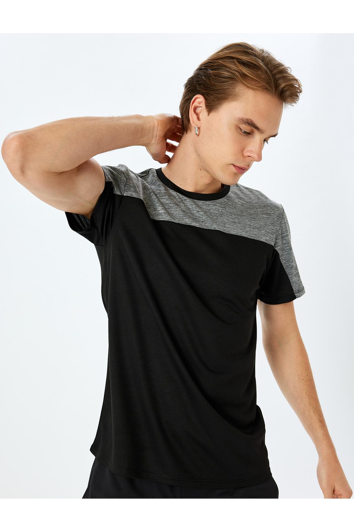 Color Contround Contrast Collar Bike Collar T -Shirt