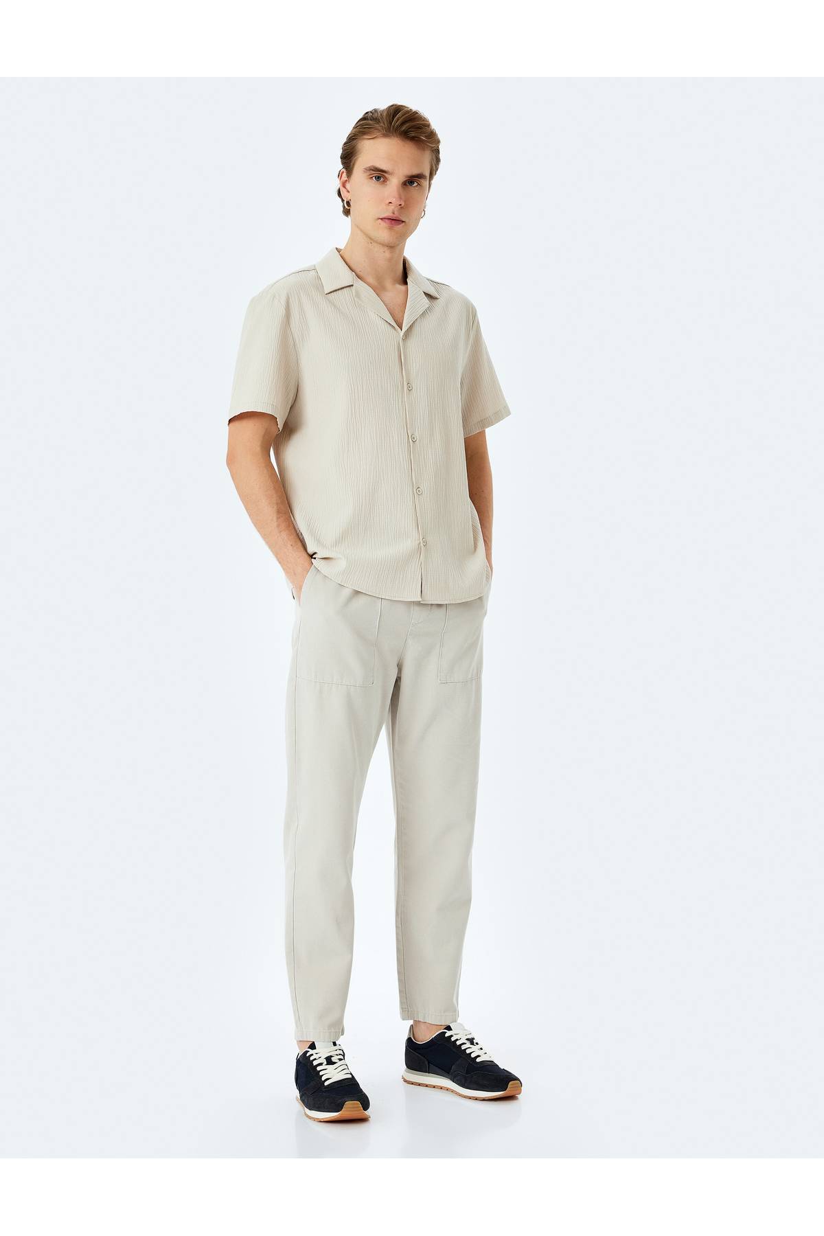 کمر فاقد جزئیات جیب شلوار پنبه چینو