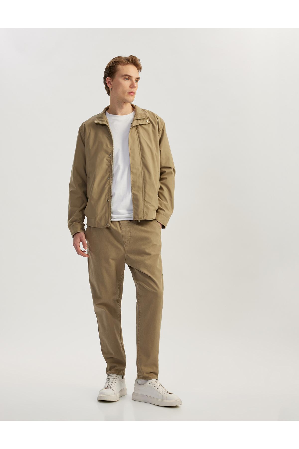 شلوار شلوار نخی با جنس جیبی راست و راست با کمربند